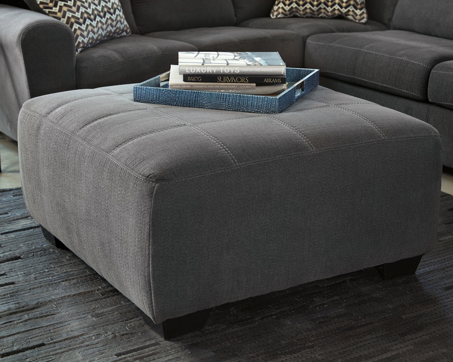 Tampa Furniture Outlet - Ashley Furniture - Ambee Living Room - Oversized Accent Ottoman / Slate - 2862008