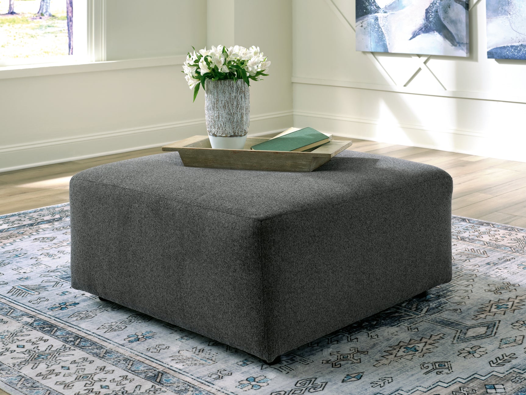 Tampa Furniture Outlet - Ashley Furniture - Edenfield Living Room - Oversized Accent Ottoman / Linen - 2900408