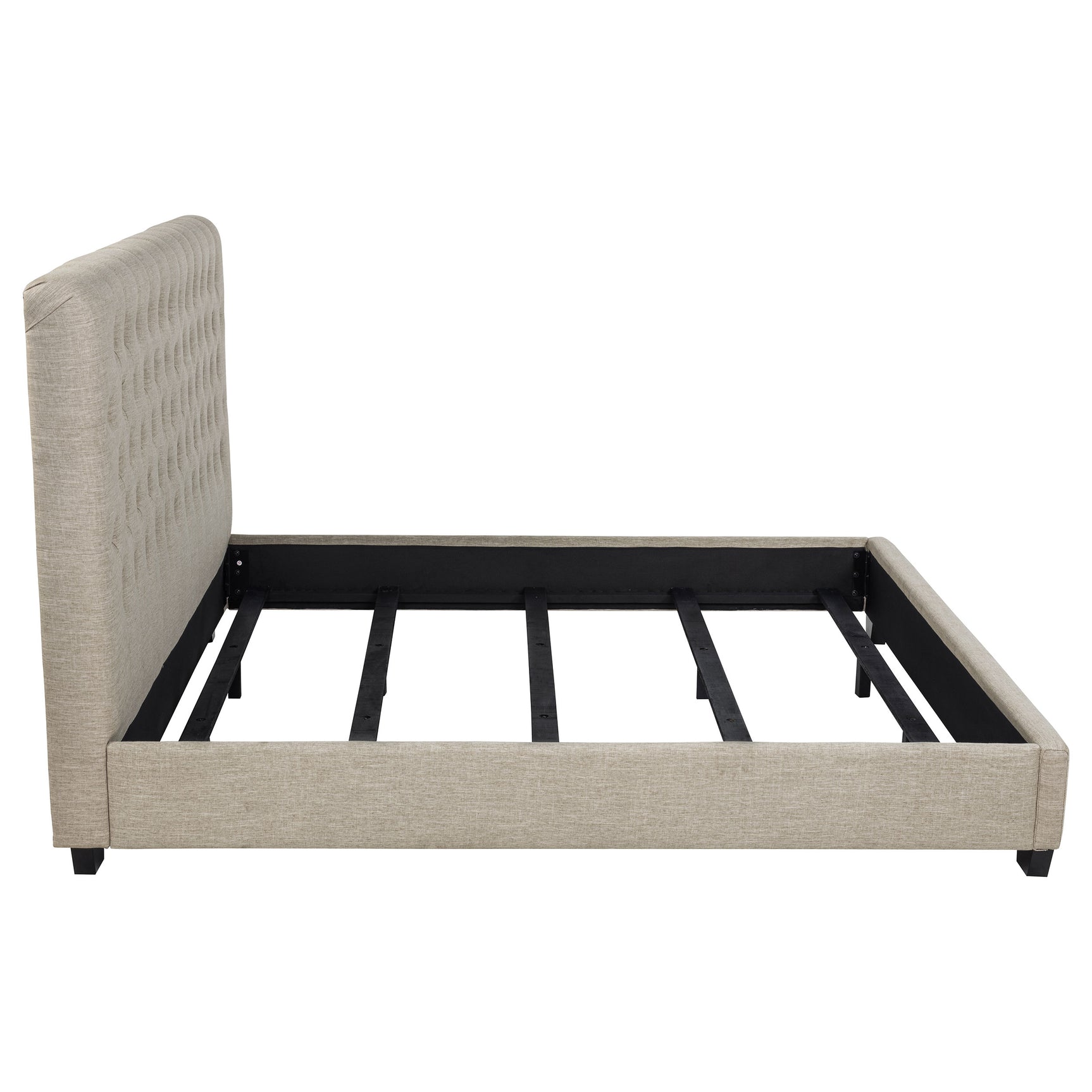 Chloe Upholstered Eastern King Panel Bed Oatmeal - Tampa Furniture Outlet