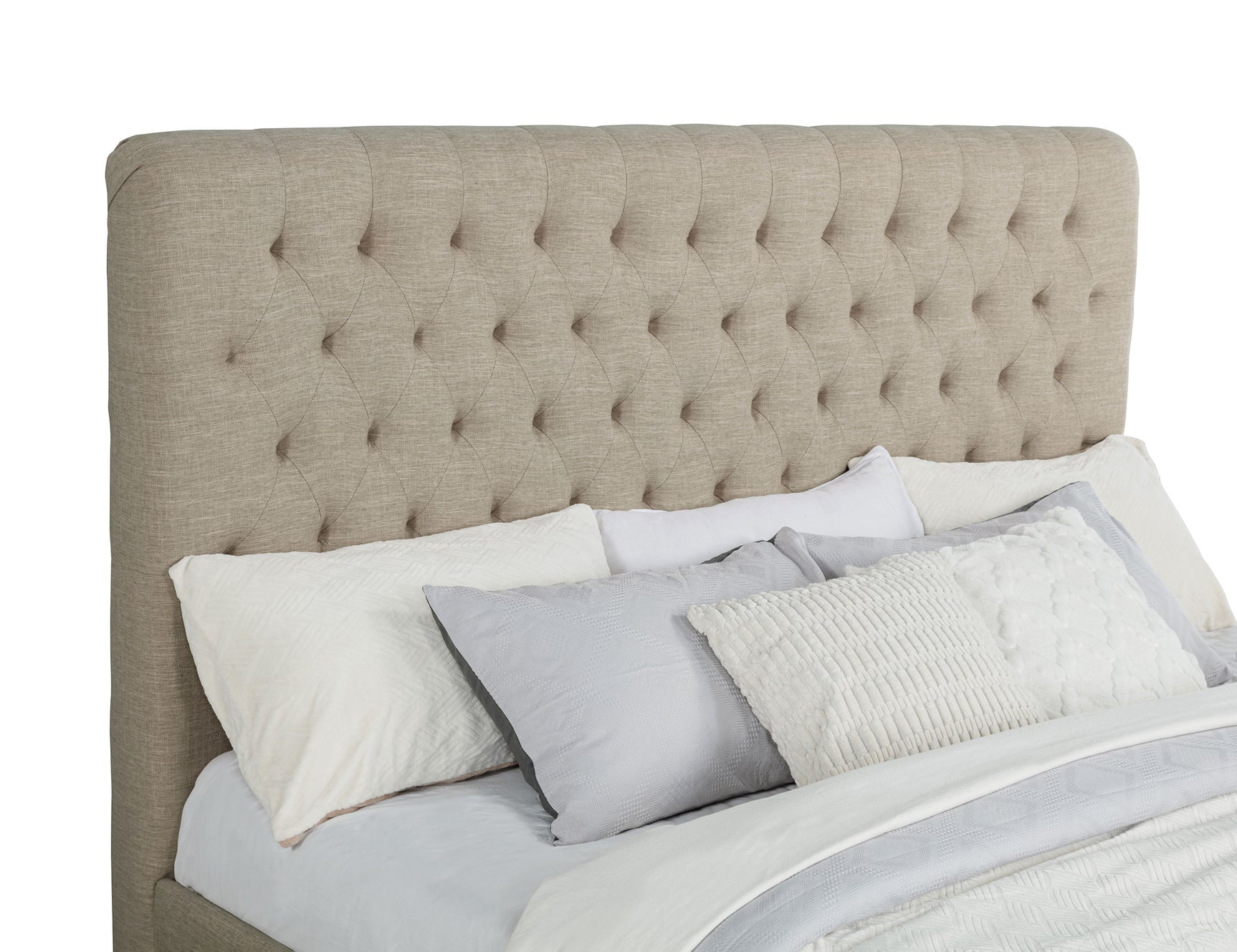 Chloe Upholstered Eastern King Panel Bed Oatmeal - Tampa Furniture Outlet