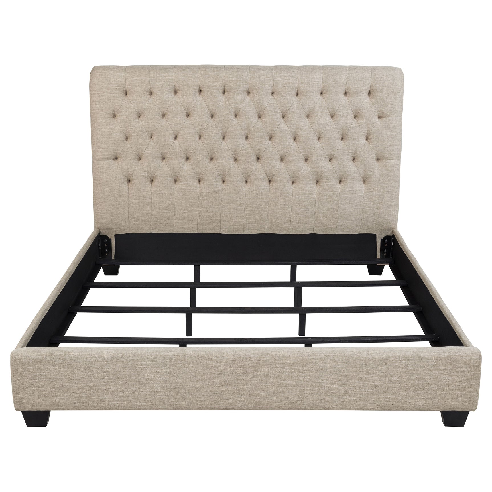 Chloe Upholstered California King Panel Bed Oatmeal - Tampa Furniture Outlet
