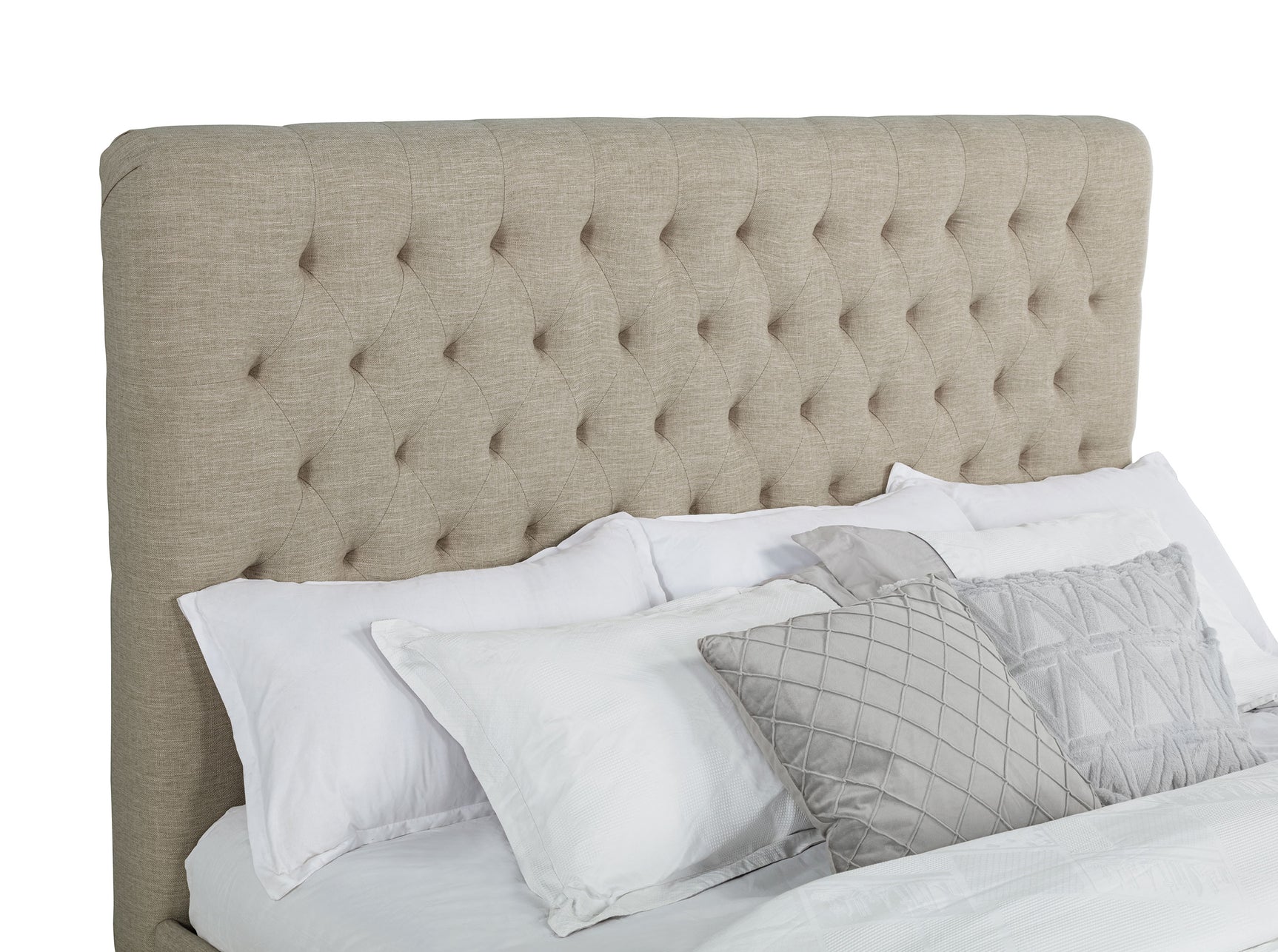 Chloe Upholstered California King Panel Bed Oatmeal - Tampa Furniture Outlet