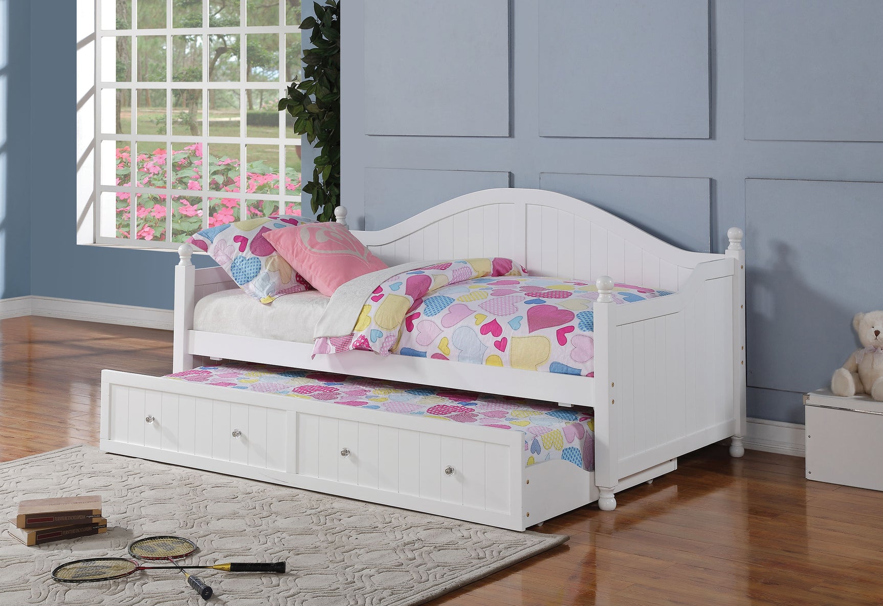 Julie Ann Wood Twin Daybed with Trundle White - Tampa Furniture Outlet