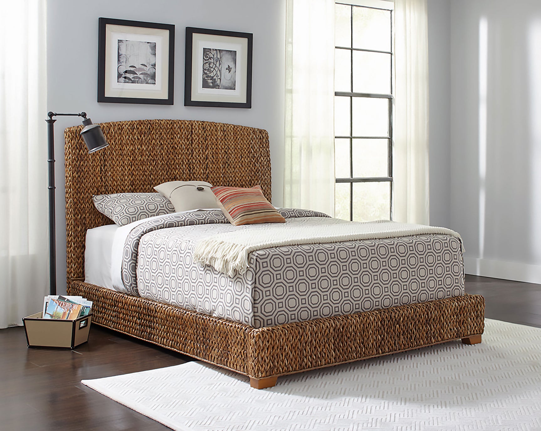 Laughton Banana Leaf California King Panel Bed Amber - Tampa Furniture Outlet