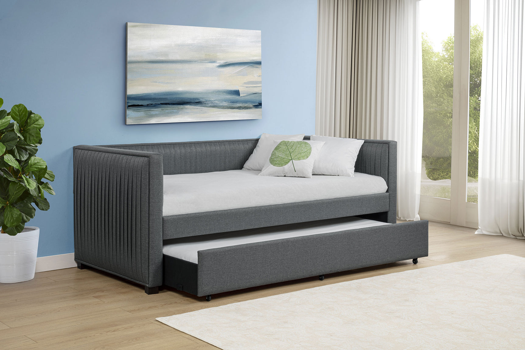 Brodie Upholstered Twin Daybed with Trundle Grey - Tampa Furniture Outlet
