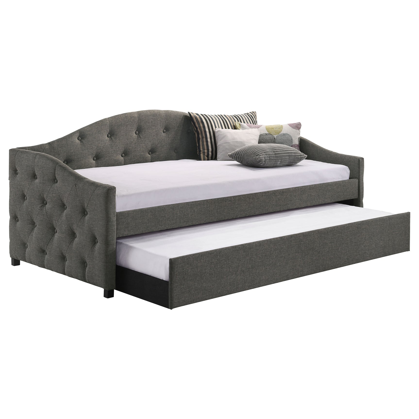 Sadie Upholstered Twin Daybed with Trundle Grey - Tampa Furniture Outlet
