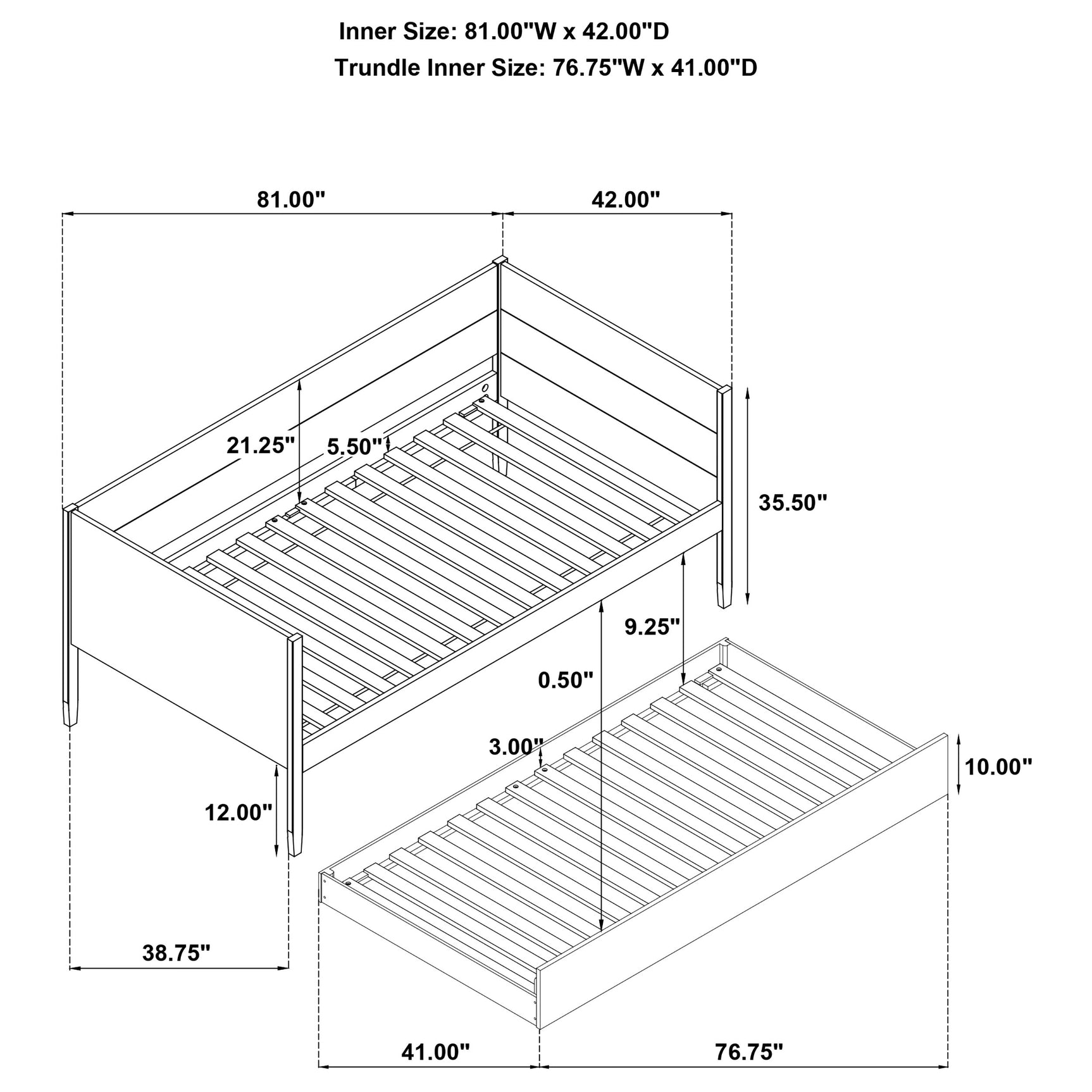 Calinda Wood Twin Daybed With Trundle Natural - Tampa Furniture Outlet