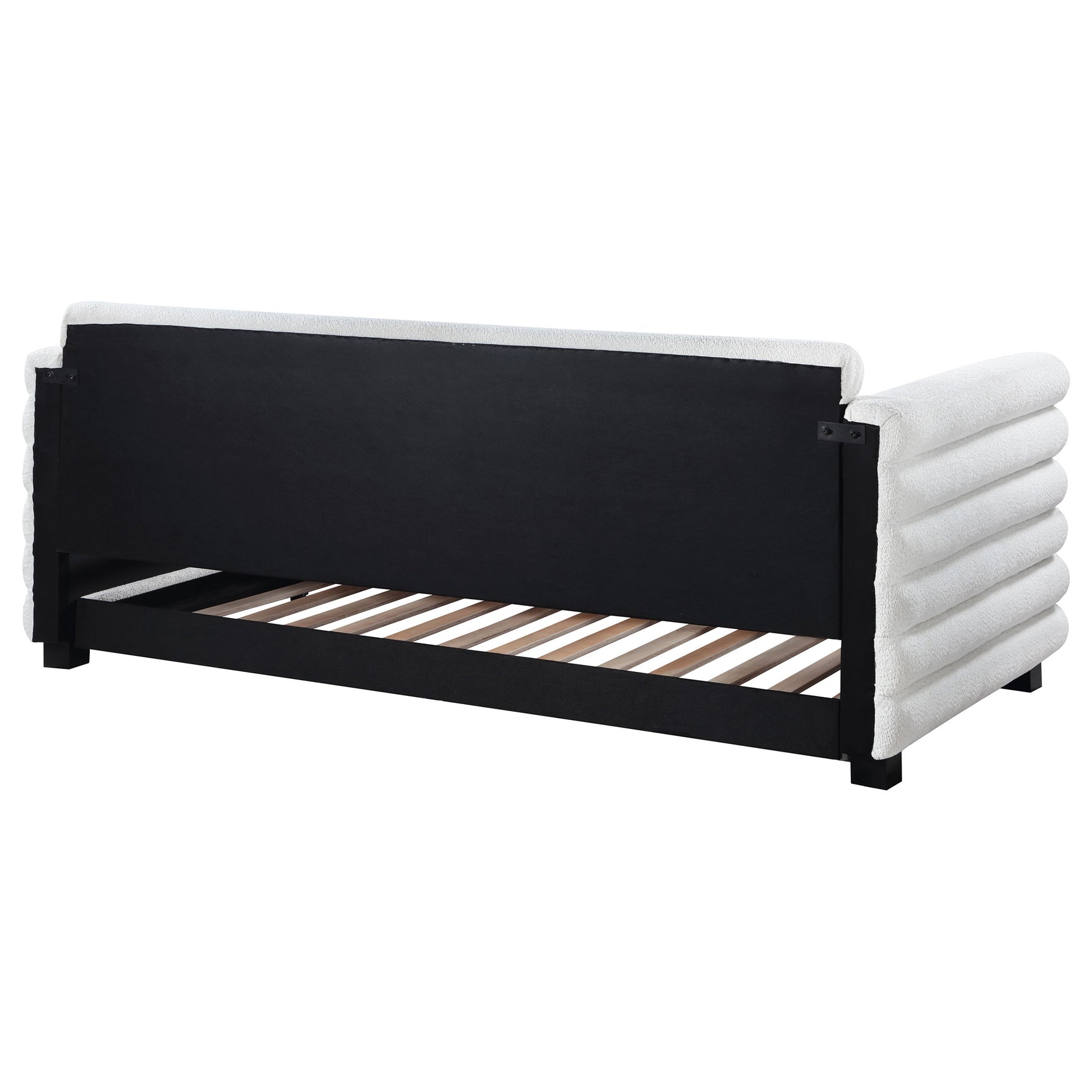 Patricia Boucle Upholstered Twin Day Bed with Trundle White - Tampa Furniture Outlet