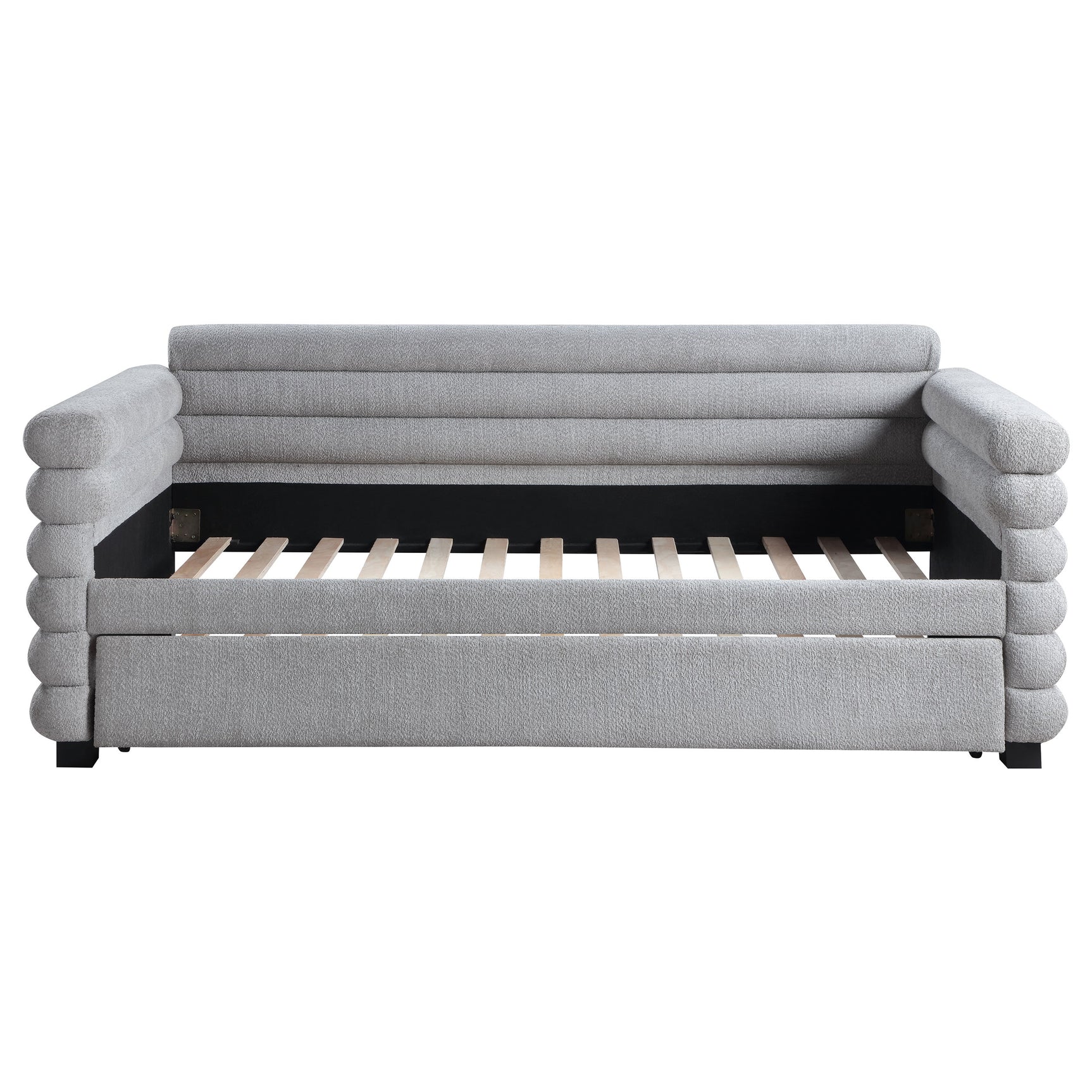 Patricia Boucle Upholstered Twin Day Bed with Trundle Grey - Tampa Furniture Outlet