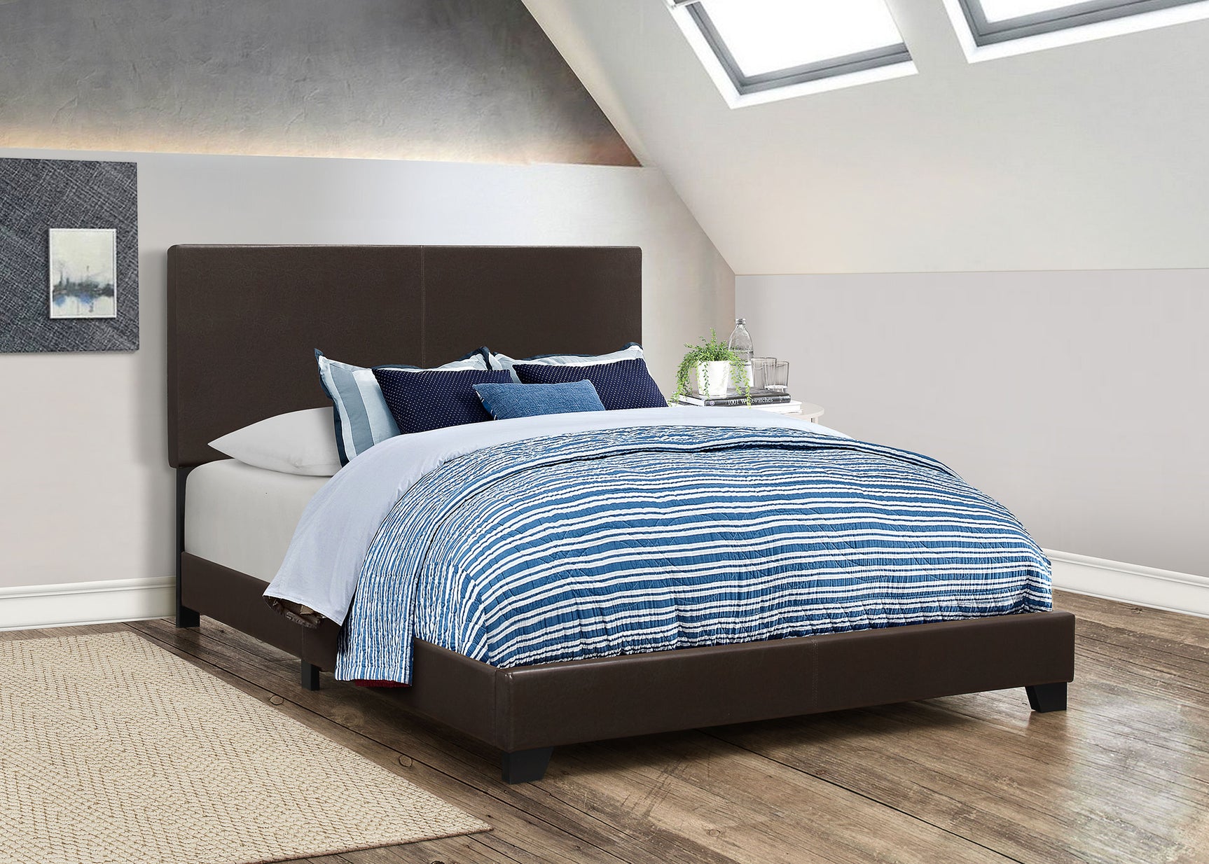 Dorian Faux Leather Upholstered Queen Panel Bed Brown - Tampa Furniture Outlet