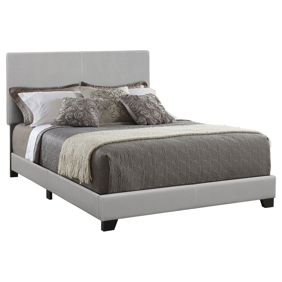 Tampa Furniture Outlet - Coaster - Dorian Faux Leather Upholstered California King Bed Grey - 300763KW