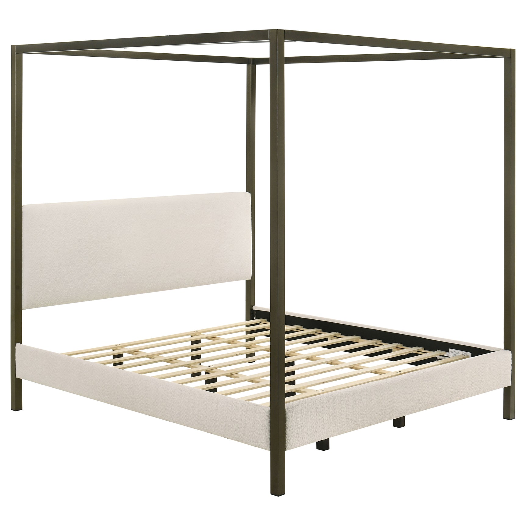Tampa Furniture Outlet - Coaster - Monroe Upholstered Eastern King Canopy Bed Vanilla - 300834KE