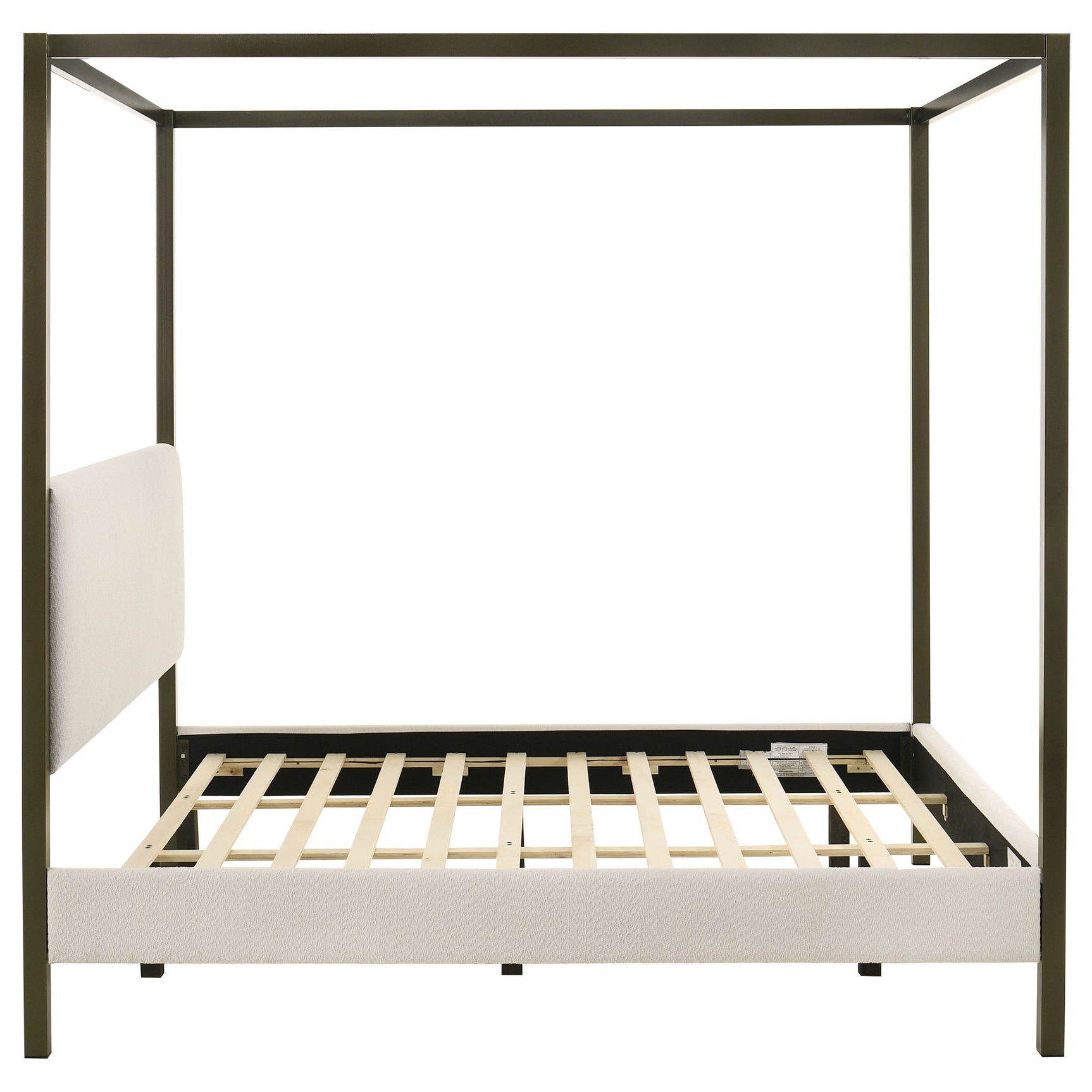 Monroe Upholstered Eastern King Canopy Bed Vanilla - Tampa Furniture Outlet