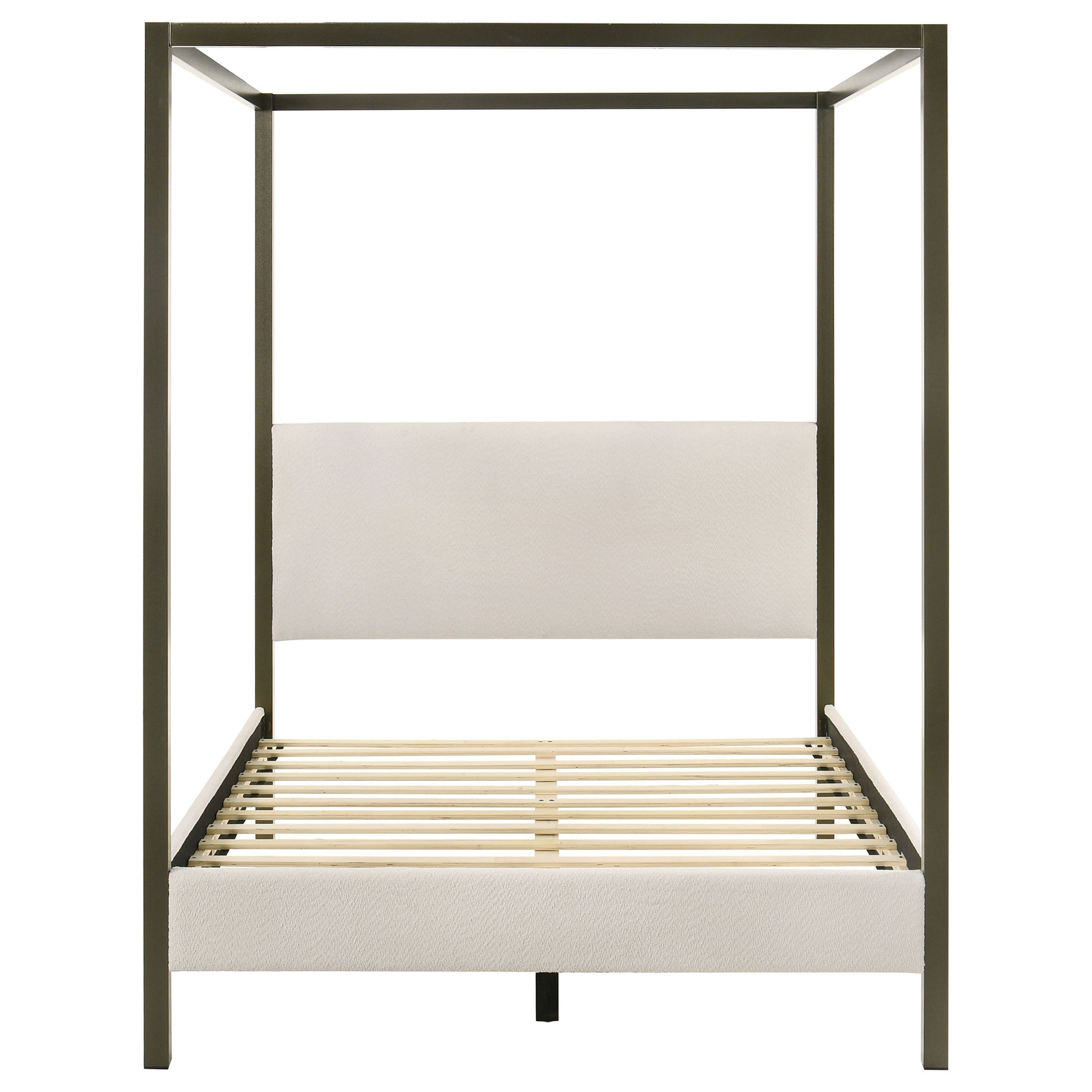 Monroe Upholstered Queen Canopy Bed Vanilla - Tampa Furniture Outlet