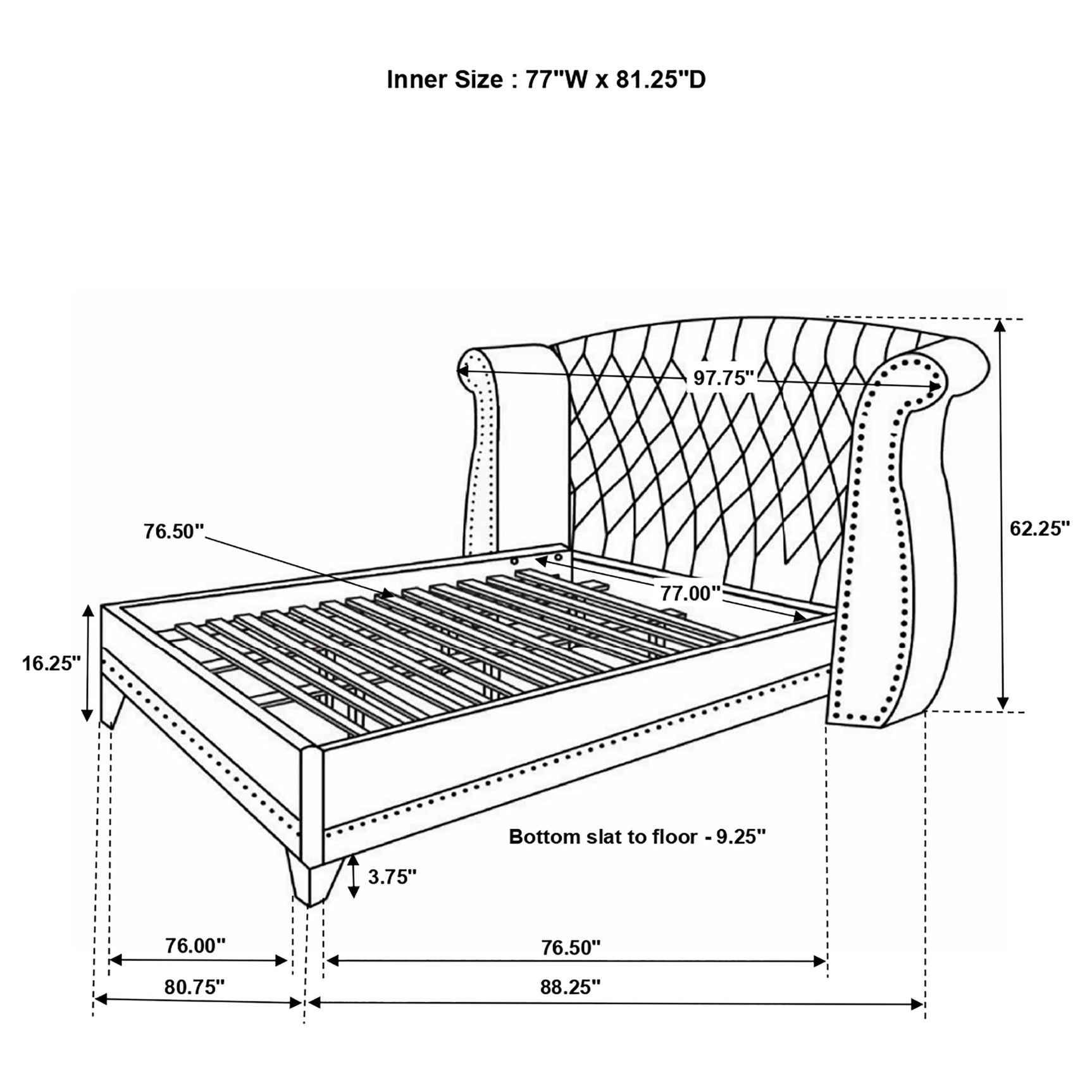 Barzini Upholstered Eastern King Wingback Bed White - Tampa Furniture Outlet