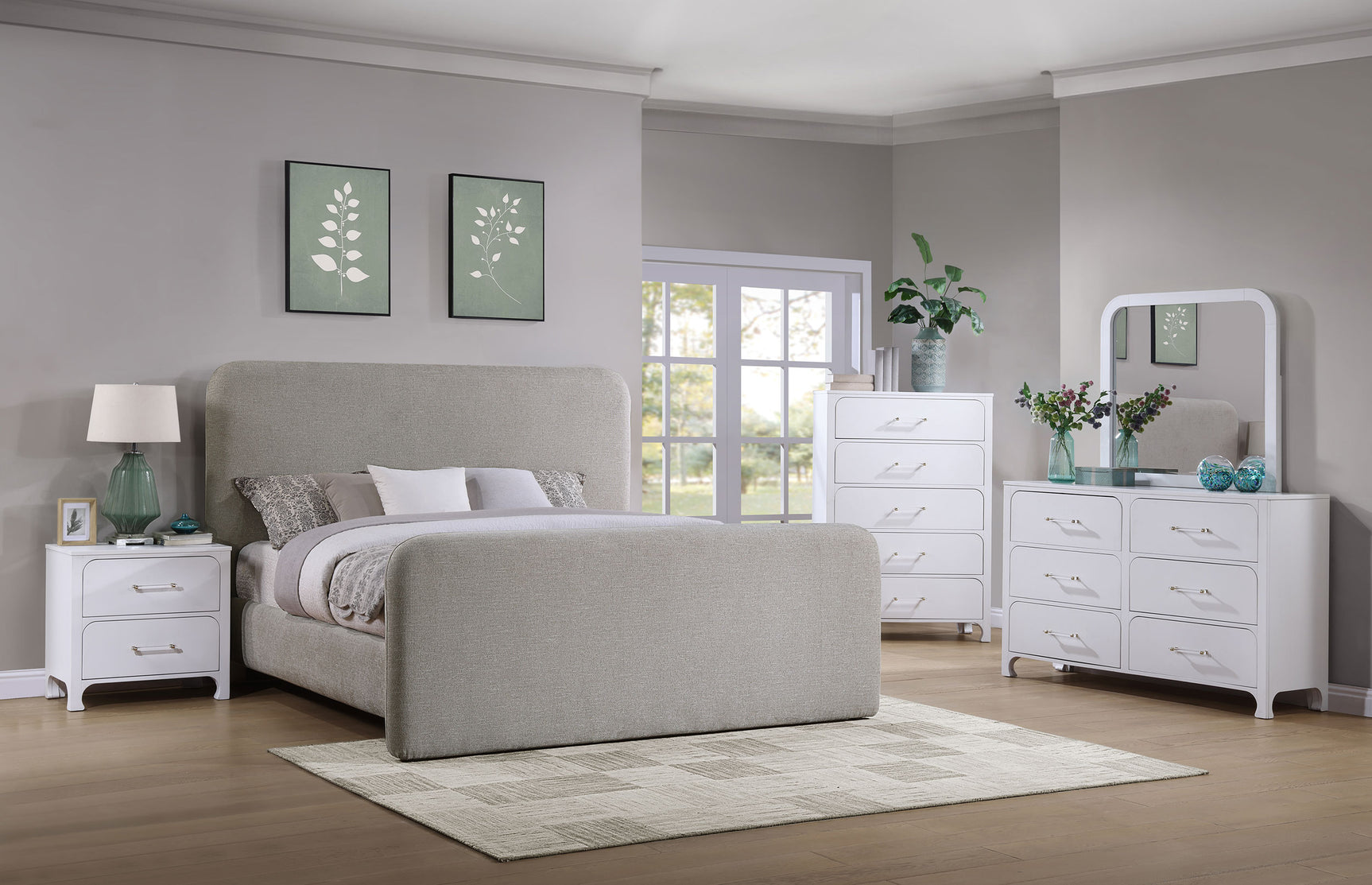 Wren Upholstered Eastern King Panel Bed Grey - Tampa Furniture Outlet