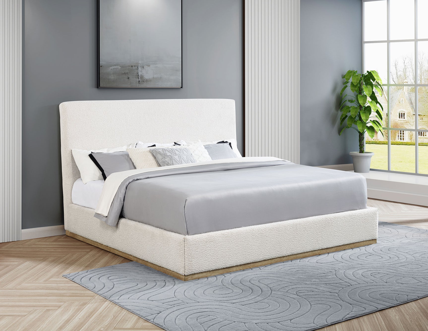 Knox Upholstered EASTERN KING Panel Bed Cream - Tampa Furniture Outlet