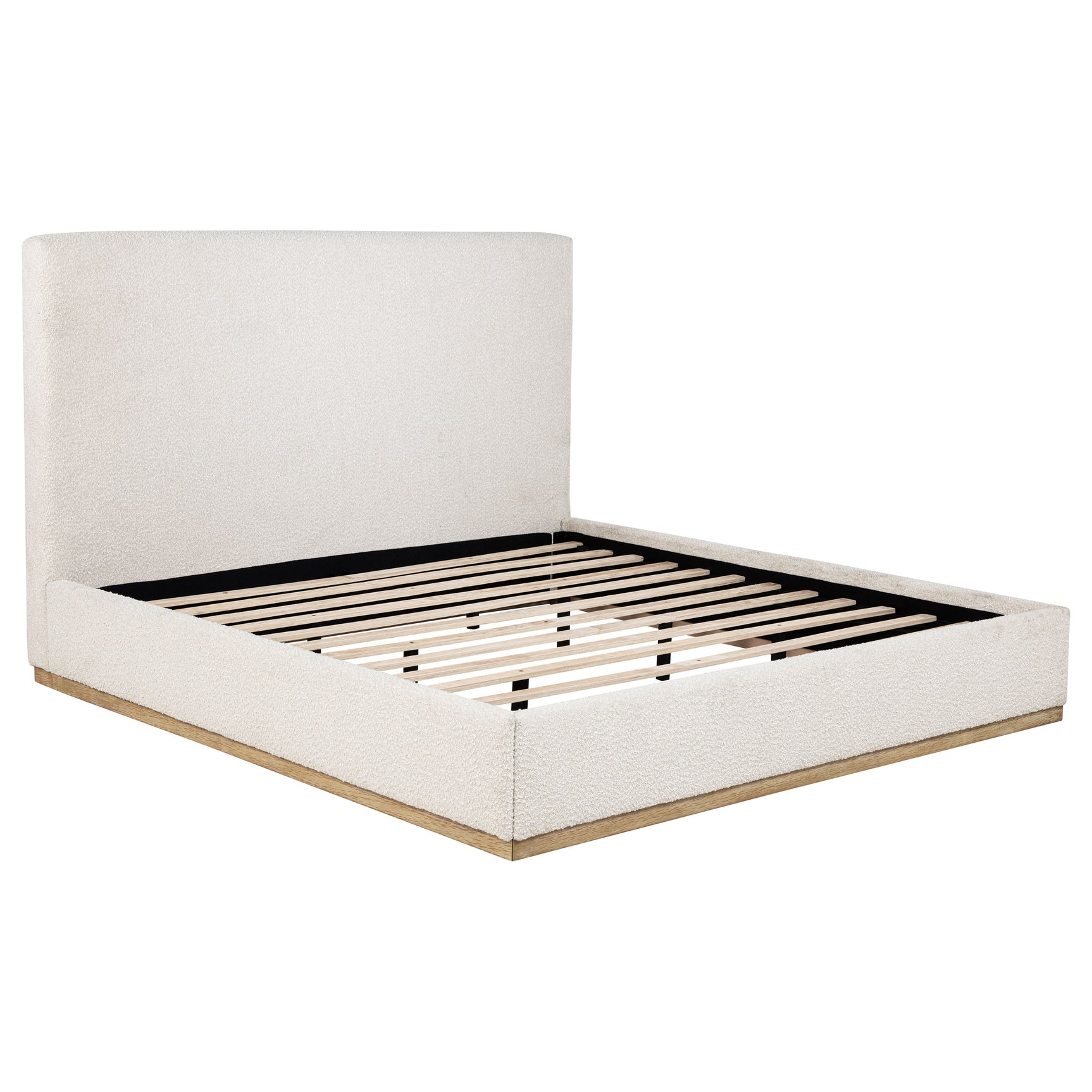 Tampa Furniture Outlet - Coaster - Knox Eastern King Bouclé Upholstered Platform Bed Cream - 302053KE