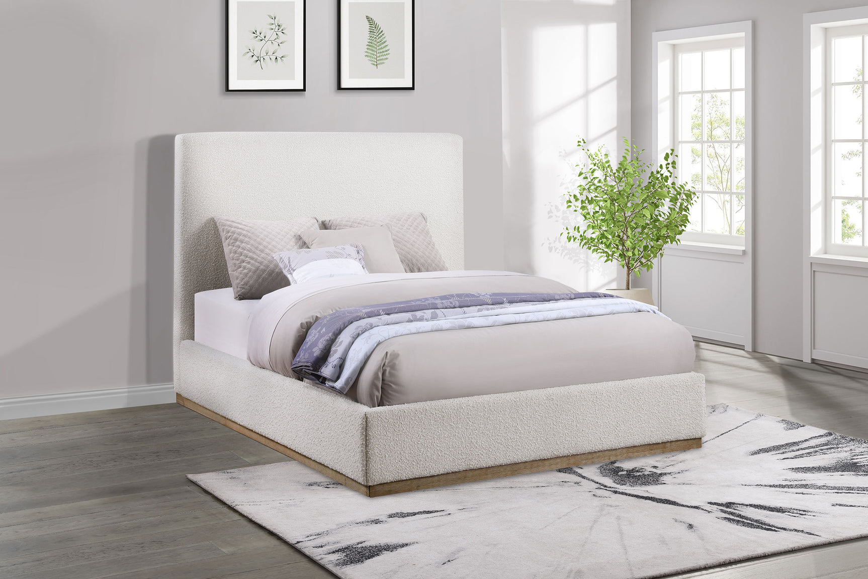 Knox Upholstered Queen Panel Bed Cream - Tampa Furniture Outlet