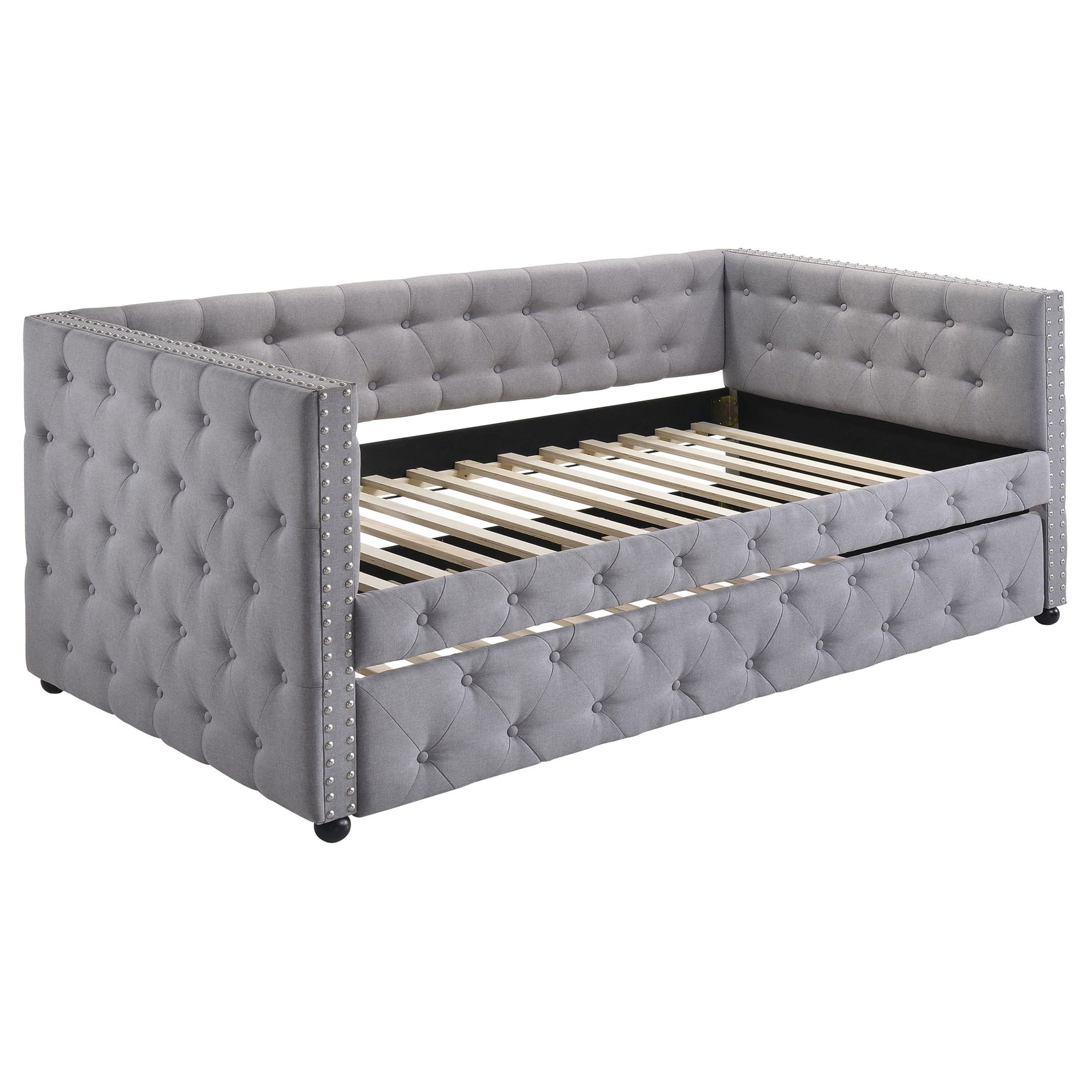 Mockern Upholstered Twin Daybed with Trundle Grey - Tampa Furniture Outlet