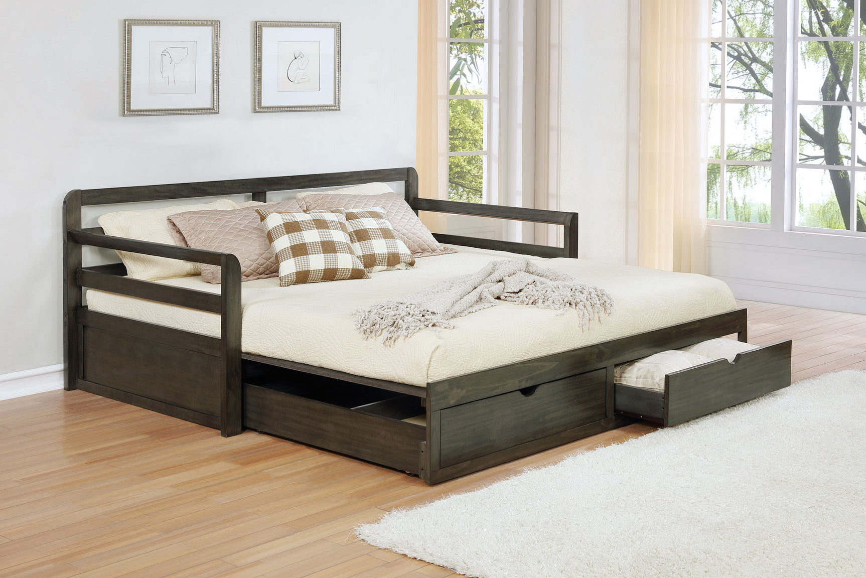 Sorrento 2-drawer Twin XL Daybed with Extension Trundle Grey - Tampa Furniture Outlet