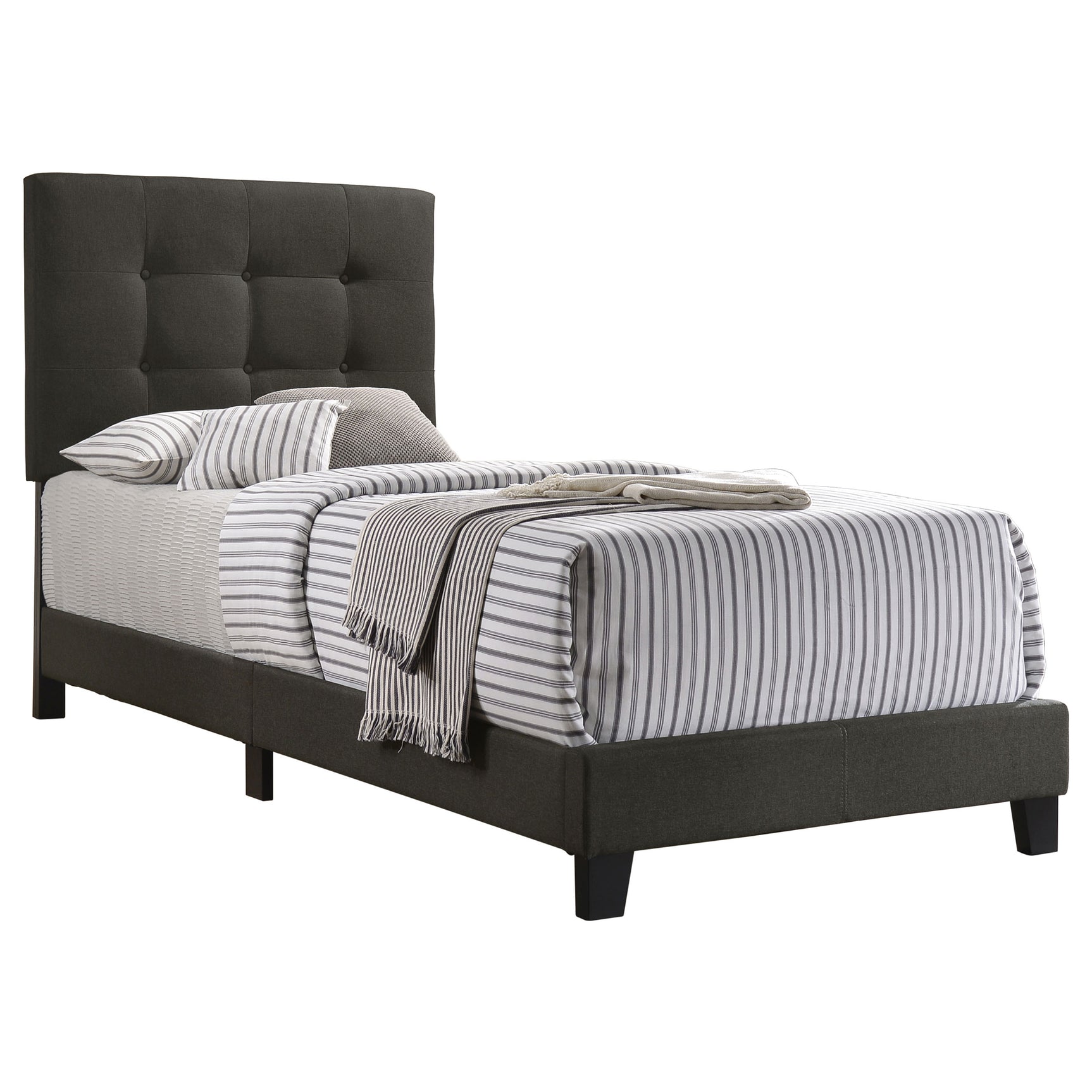Mapes Upholstered Twin Panel Bed Charcoal - Tampa Furniture Outlet
