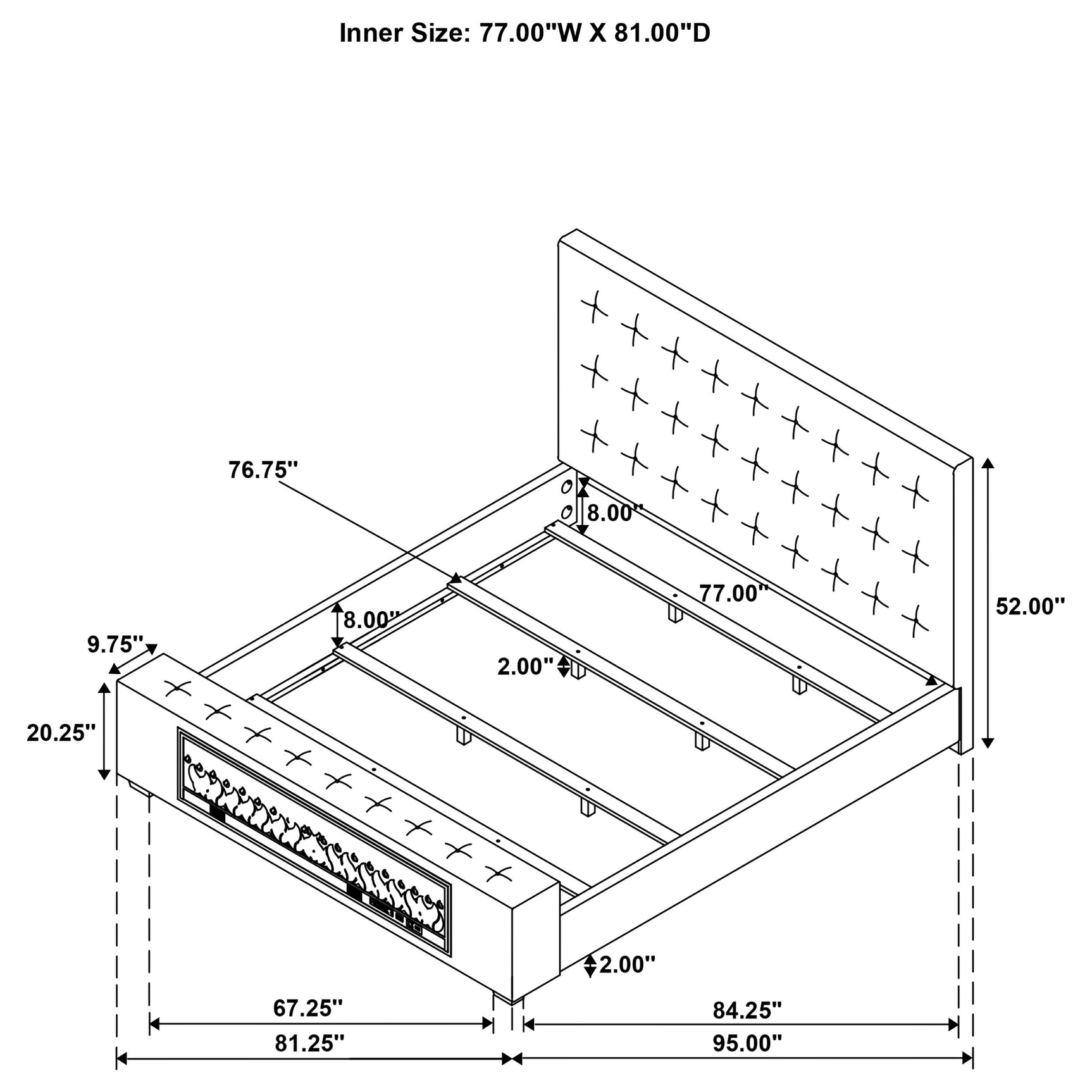 Senna Upholstered Eastern King Audio Flame Visualizer Bed Brown - Tampa Furniture Outlet