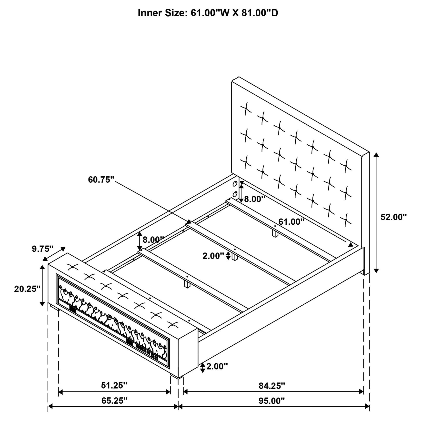 Senna Upholstered Queen Audio Flame Visualizer Bed Brown - Tampa Furniture Outlet