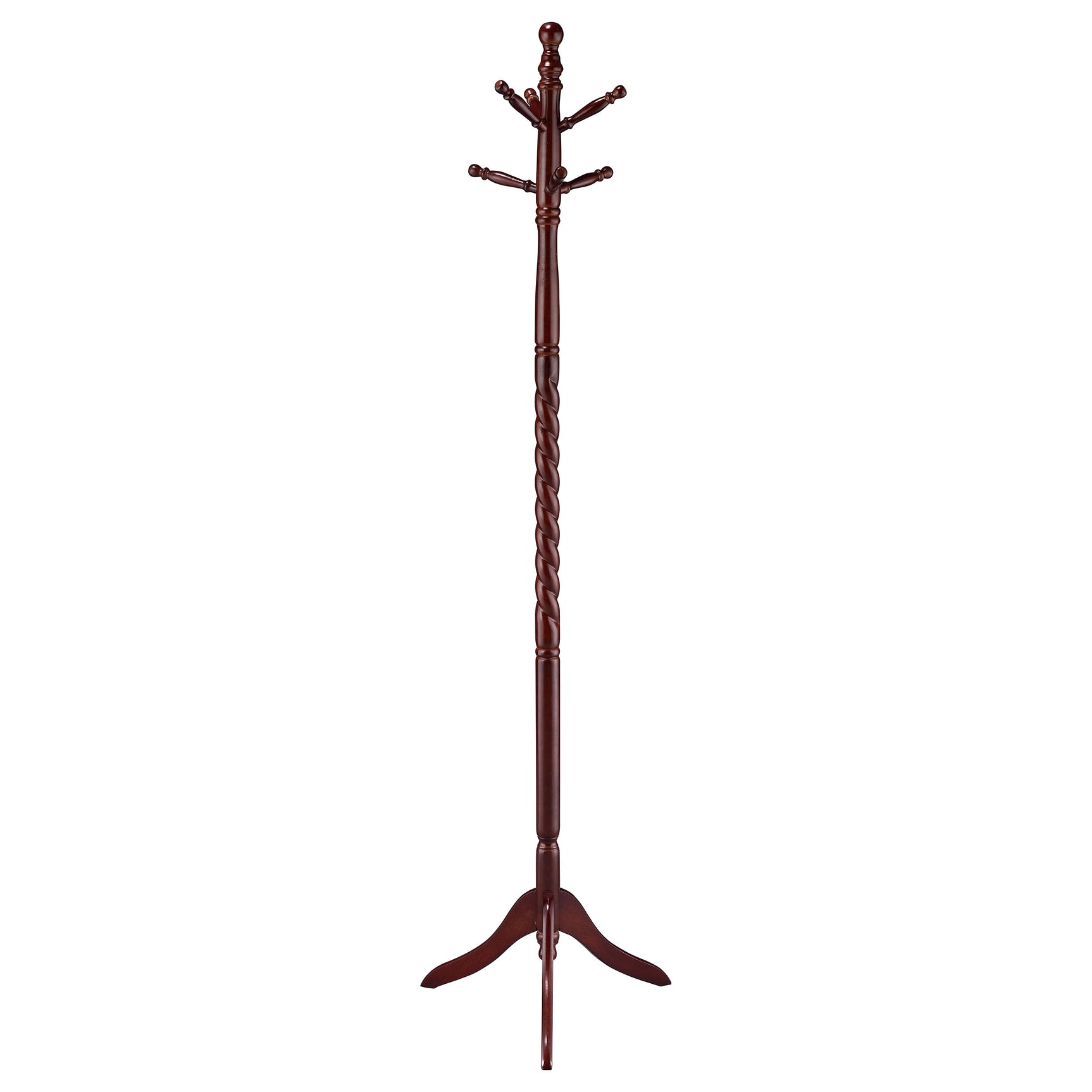 Tampa Furniture Outlet - Coaster - Riona 6 Hook Freestanding Wood Coat Rack Hat Hanger Merlot - 3058