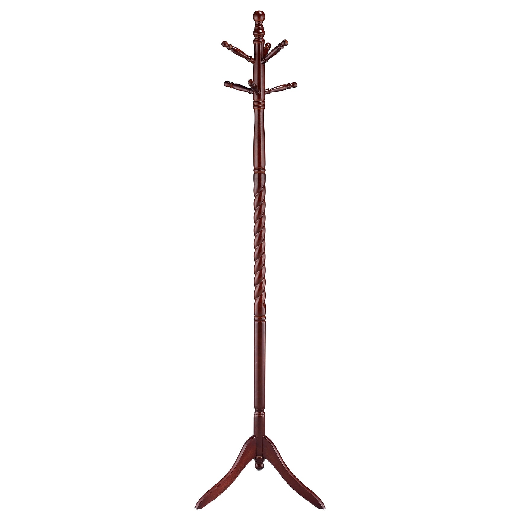 Riona 6 Hook Freestanding Wood Coat Rack Hat Hanger Merlot - Tampa Furniture Outlet