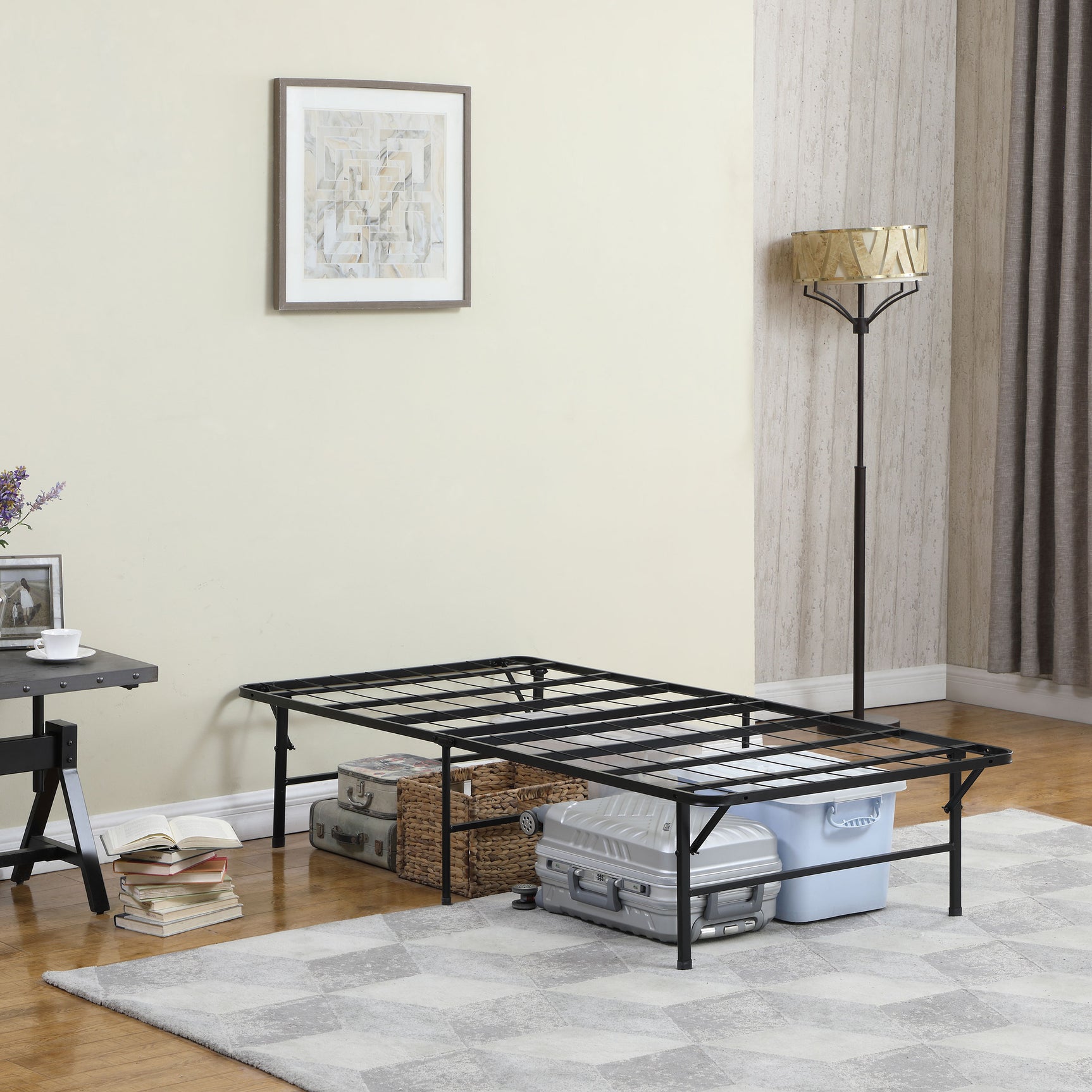 Mabel Metal Twin Mattress Support Platform Bed Black - Tampa Furniture Outlet