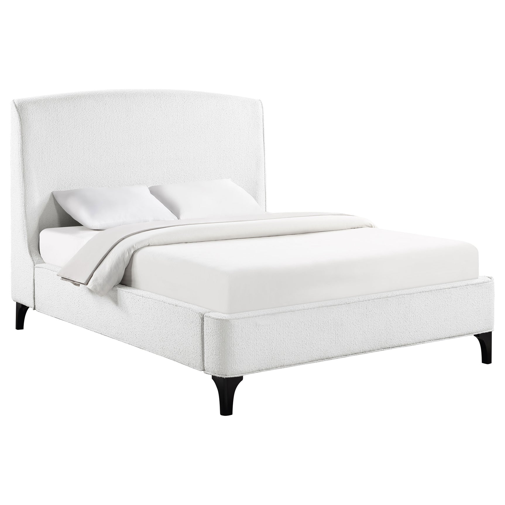 Mosby Upholstered Eastern King Wingback Bed Snow - Tampa Furniture Outlet