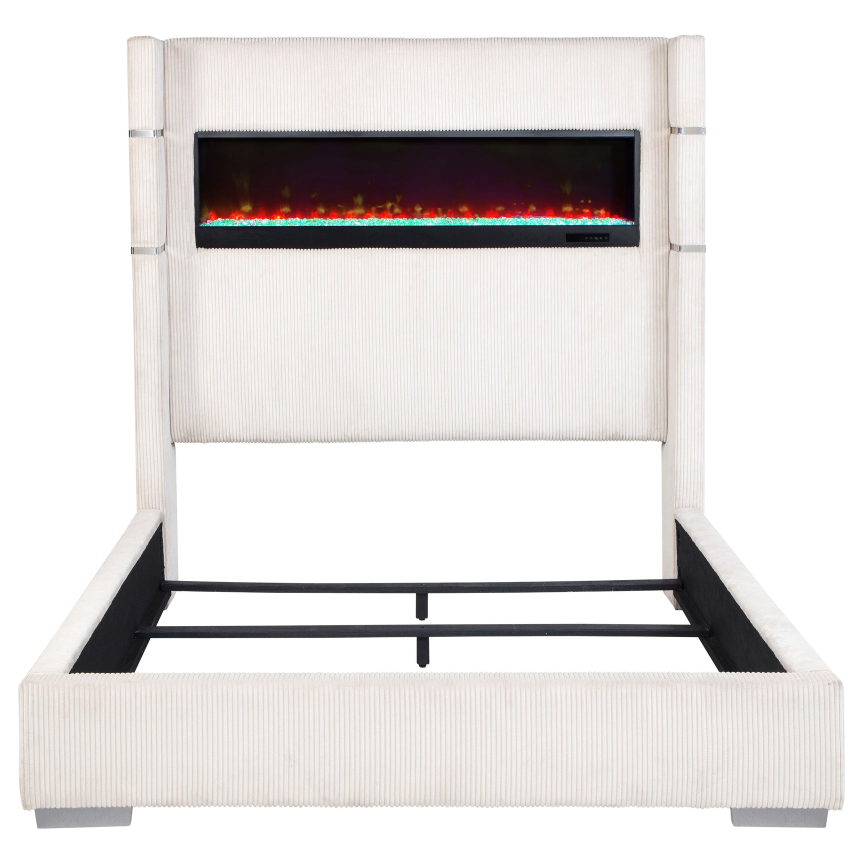Tisdall Upholstered Cal King Flame Visualizer Bed Cream - Tampa Furniture Outlet