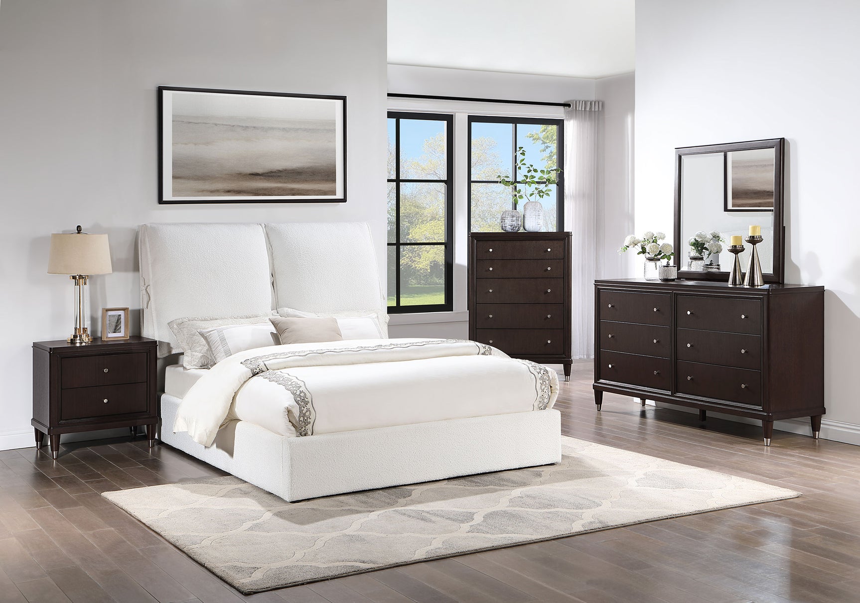 Gwendoline Upholstered Queen Panel Bed White - Tampa Furniture Outlet