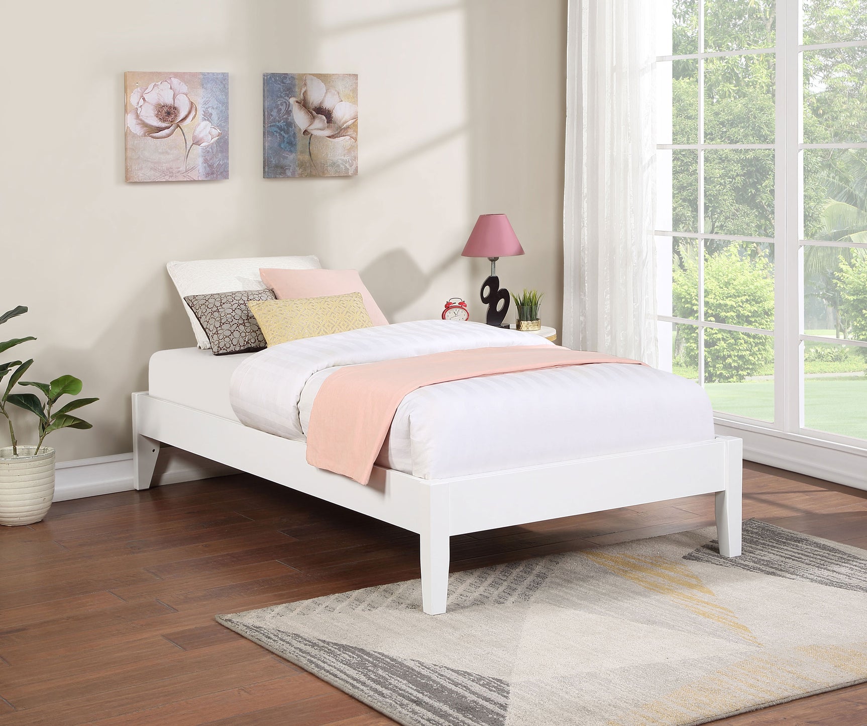 Hounslow Twin Universal Platform Bed White - Tampa Furniture Outlet