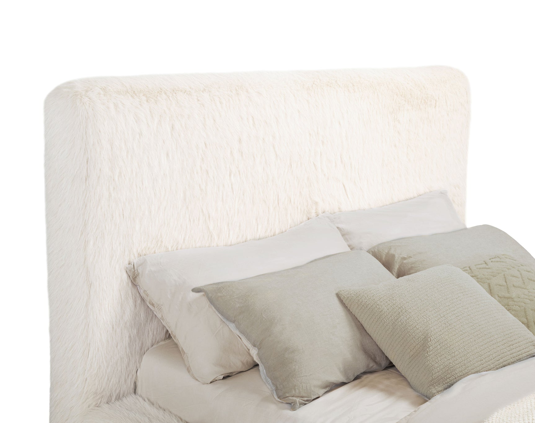 Rebecca Faux Fur Upholstered Eastern King Bed Cream - Tampa Furniture Outlet