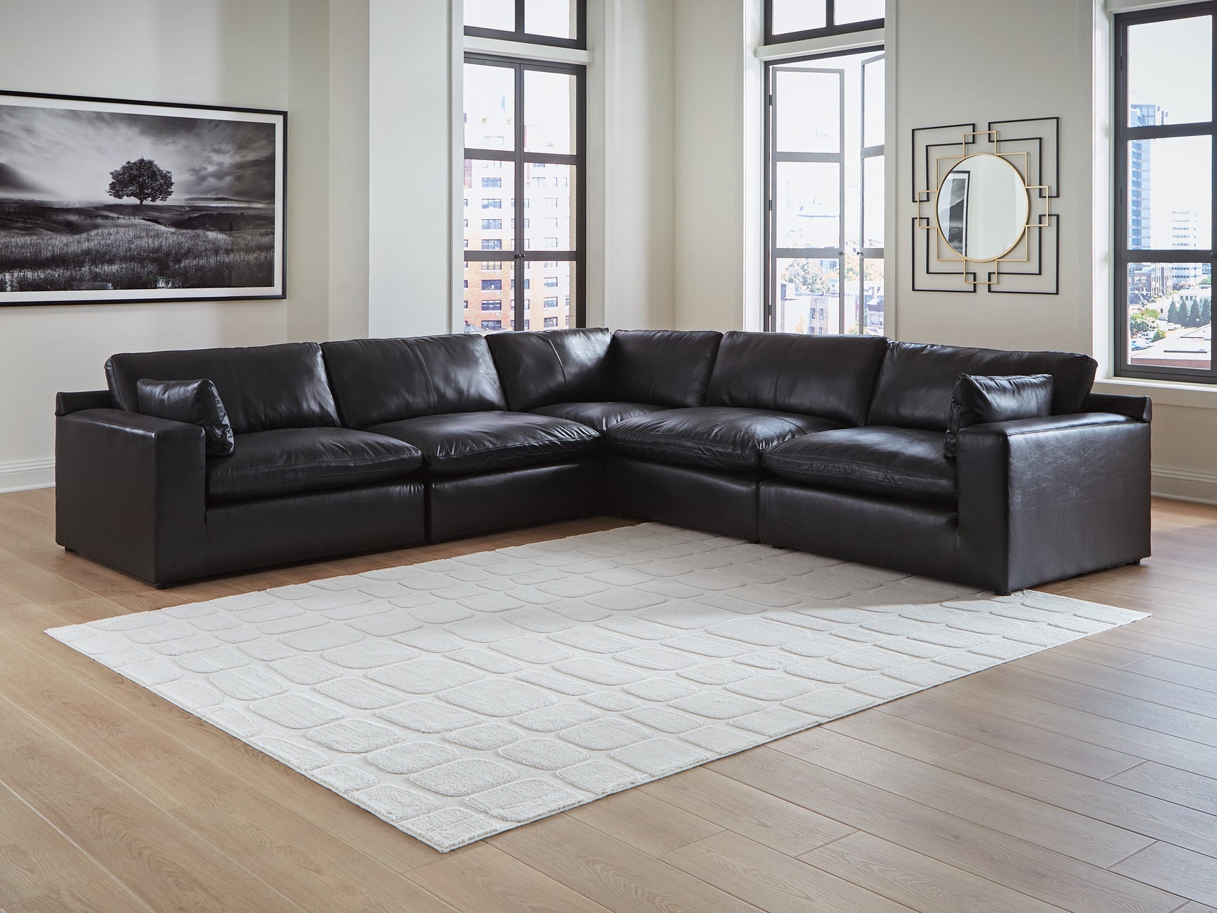 Tampa Furniture Outlet - Ashley Furniture - Emilia Sectional - RAF 5-Piece Sectional / Black - 30902S4