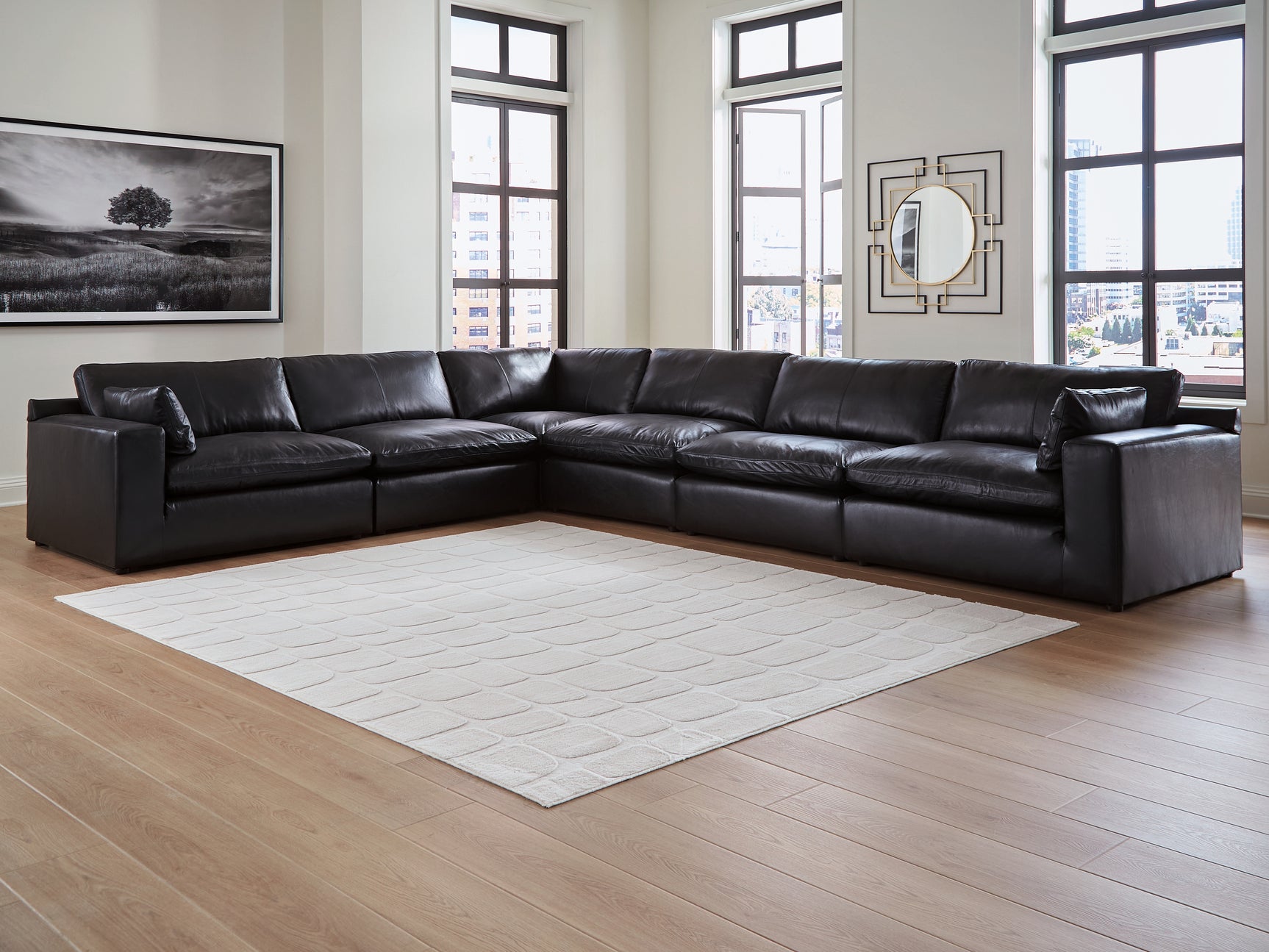 Tampa Furniture Outlet - Ashley Furniture - Emilia Sectional - RAF 6-Piece Sectional / Black - 30902S5