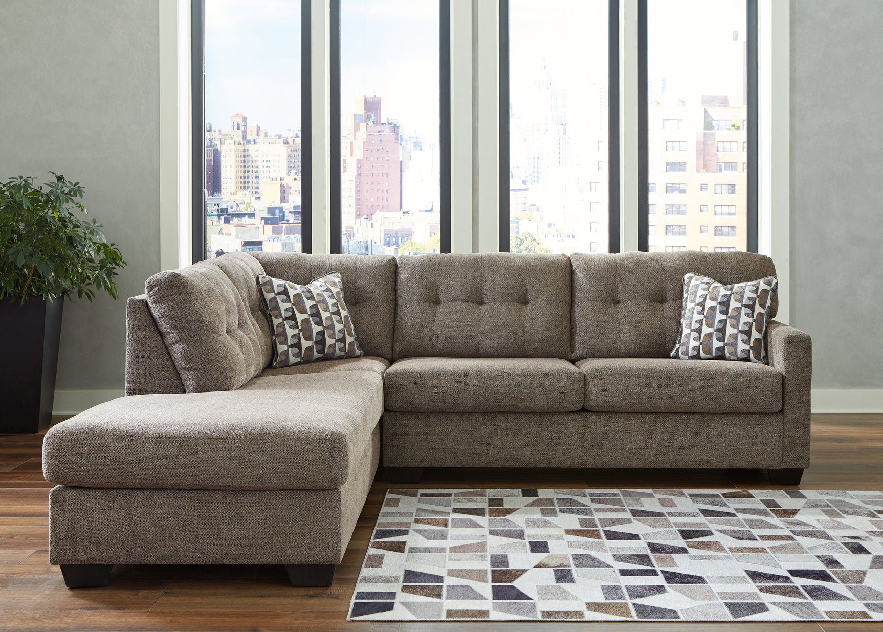 Tampa Furniture Outlet - Ashley Furniture - Mahoney Sectional - LAF 2-Piece Sectional with Chaise / Pebble - 31004S2