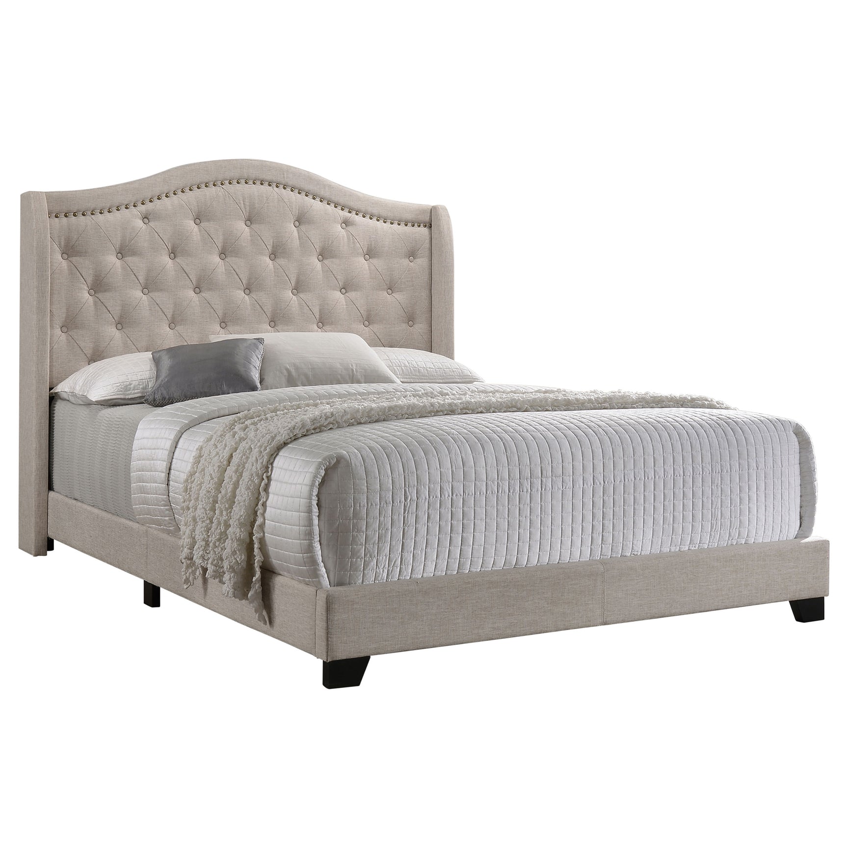 Sonoma Upholstered Queen Wingback Bed Beige - Tampa Furniture Outlet
