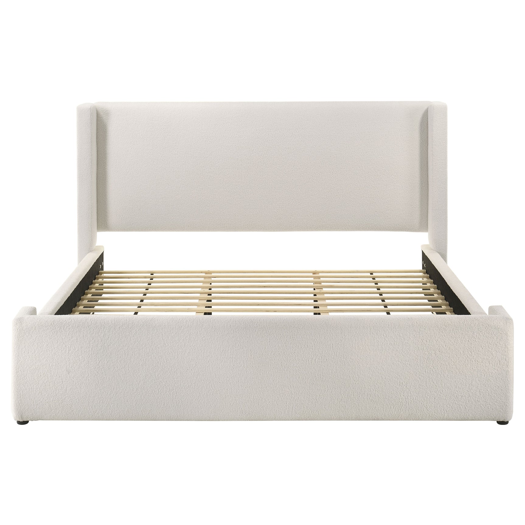 Alamosa Boucle Upholstered Eastern King Platform Bed White - Tampa Furniture Outlet