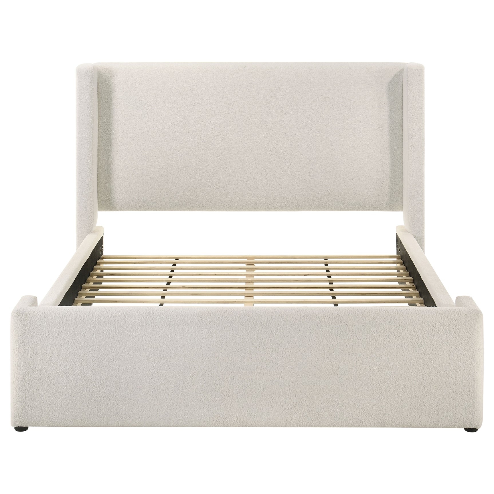Alamosa Boucle Upholstered Queen Wingback Bed White - Tampa Furniture Outlet
