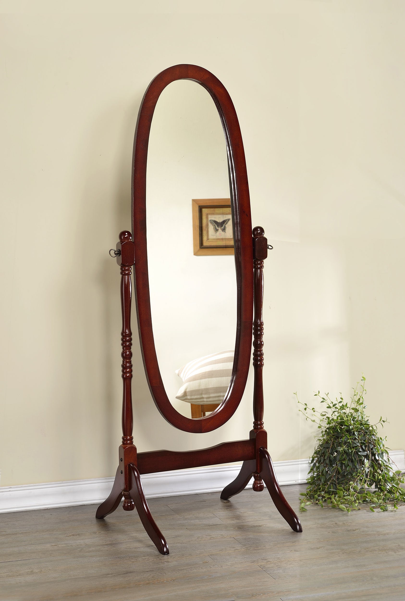 Foyet Wood Adjustable Full Length Cheval Mirror Merlot - Tampa Furniture Outlet