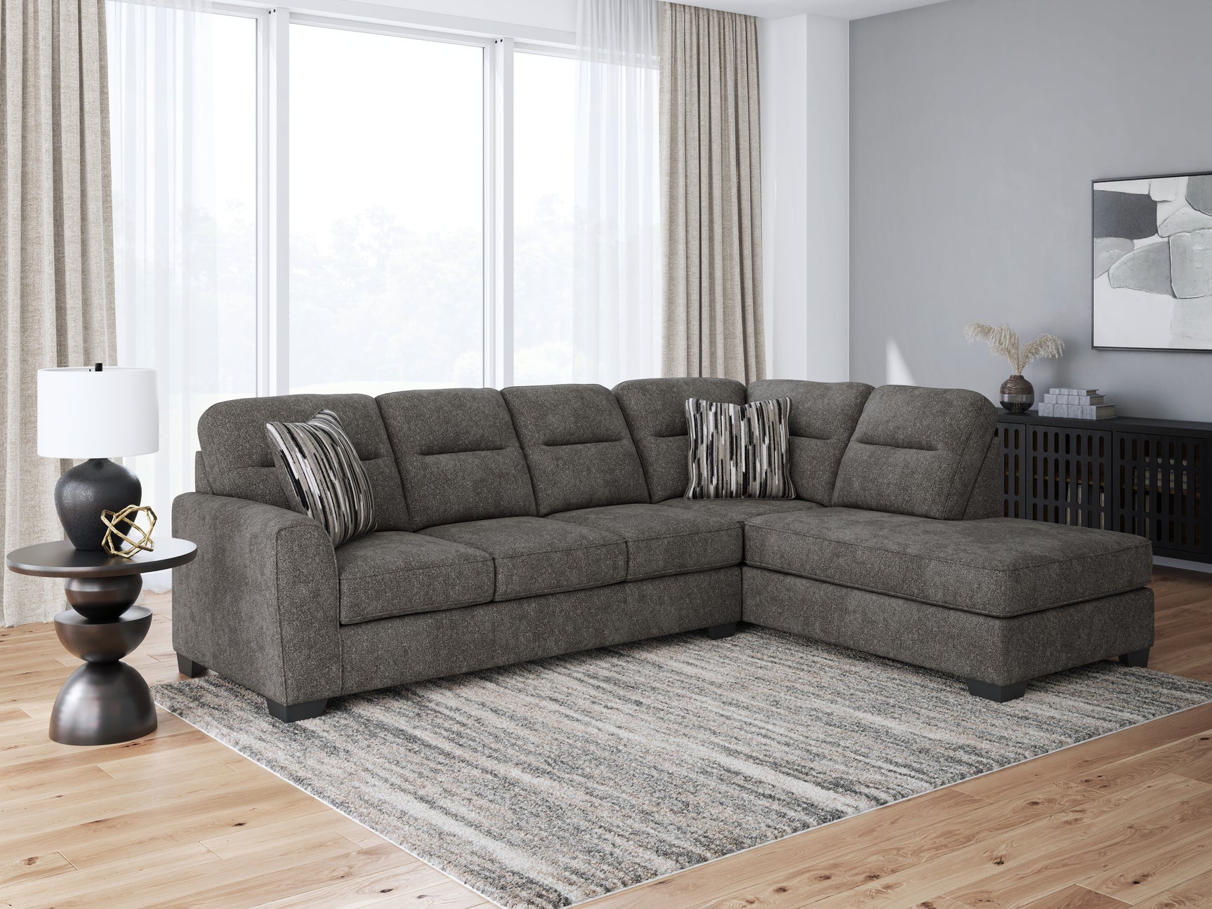 Tampa Furniture Outlet - Ashley Furniture - Olten Sectional - LAF 2-Piece Sectional with Chaise / Mocha - 31304S2