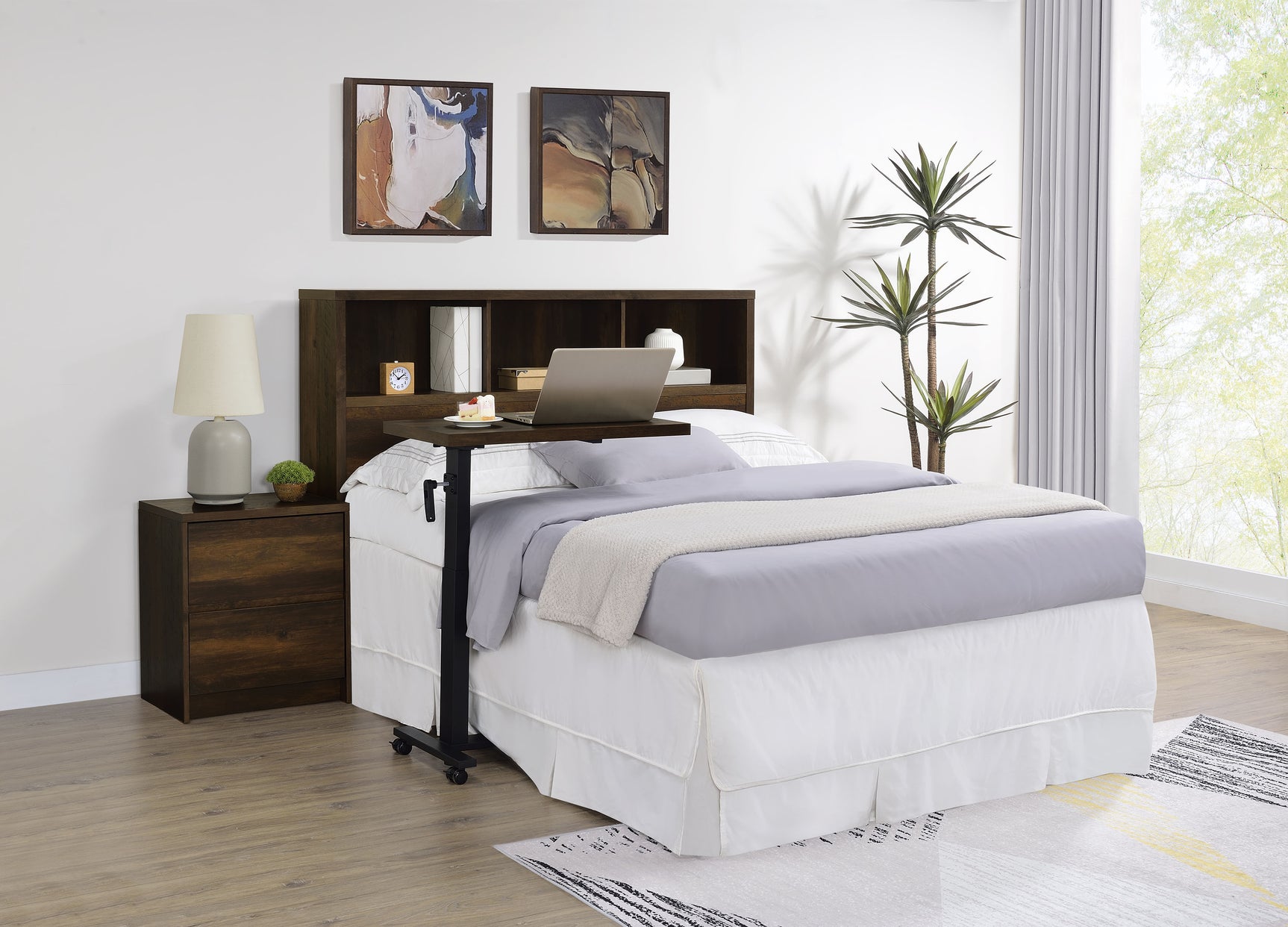 Westpark 49-inch Queen Bookcase Headboard Dark Pine - Tampa Furniture Outlet
