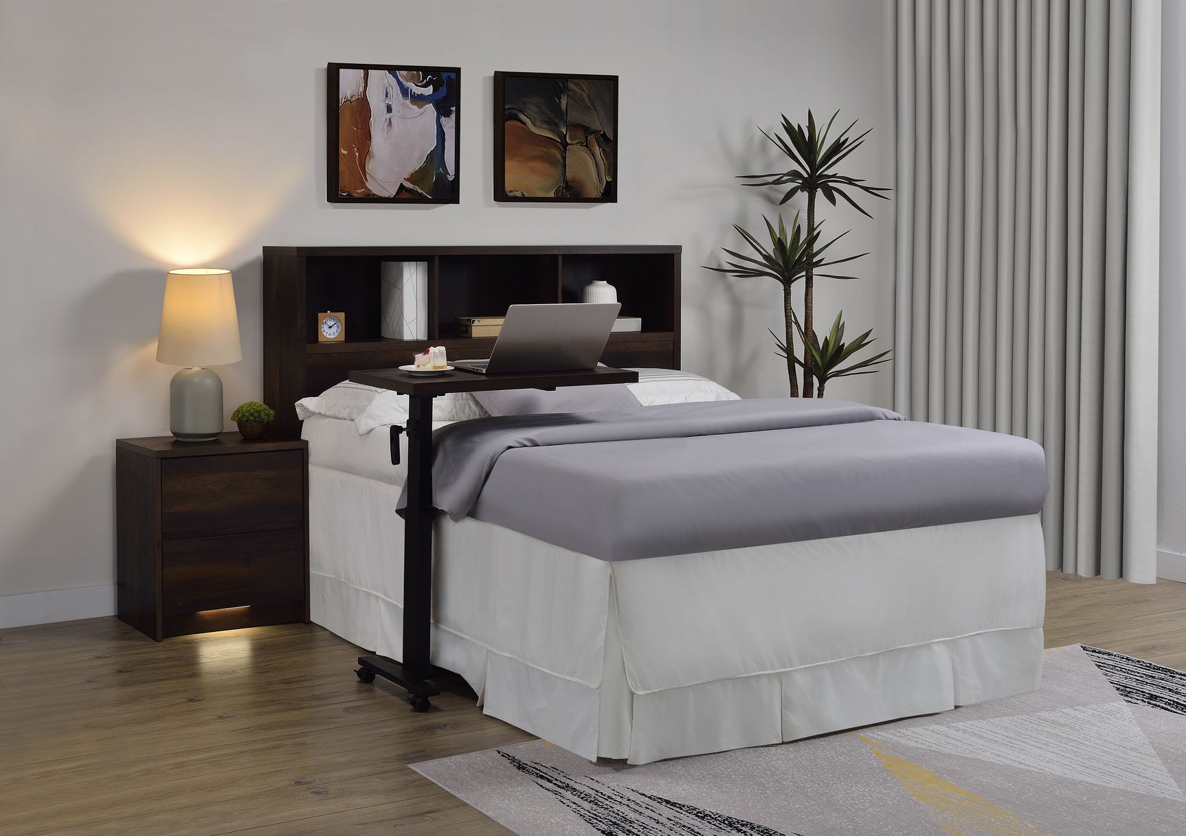 Westpark 49-inch Queen Bookcase Headboard Dark Pine - Tampa Furniture Outlet