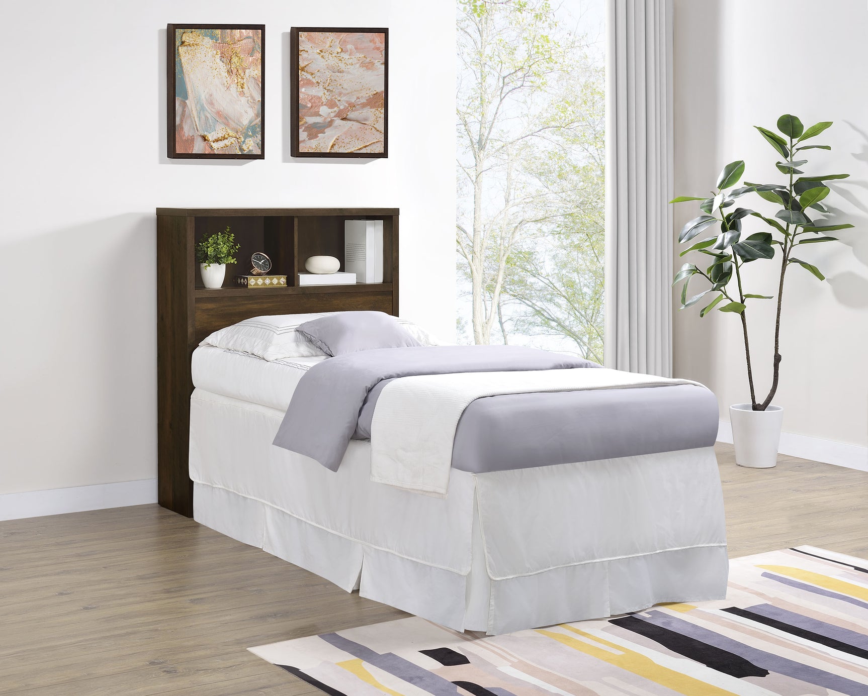 Westpark 49-inch Twin Bookcase Headboard Dark Pine - Tampa Furniture Outlet