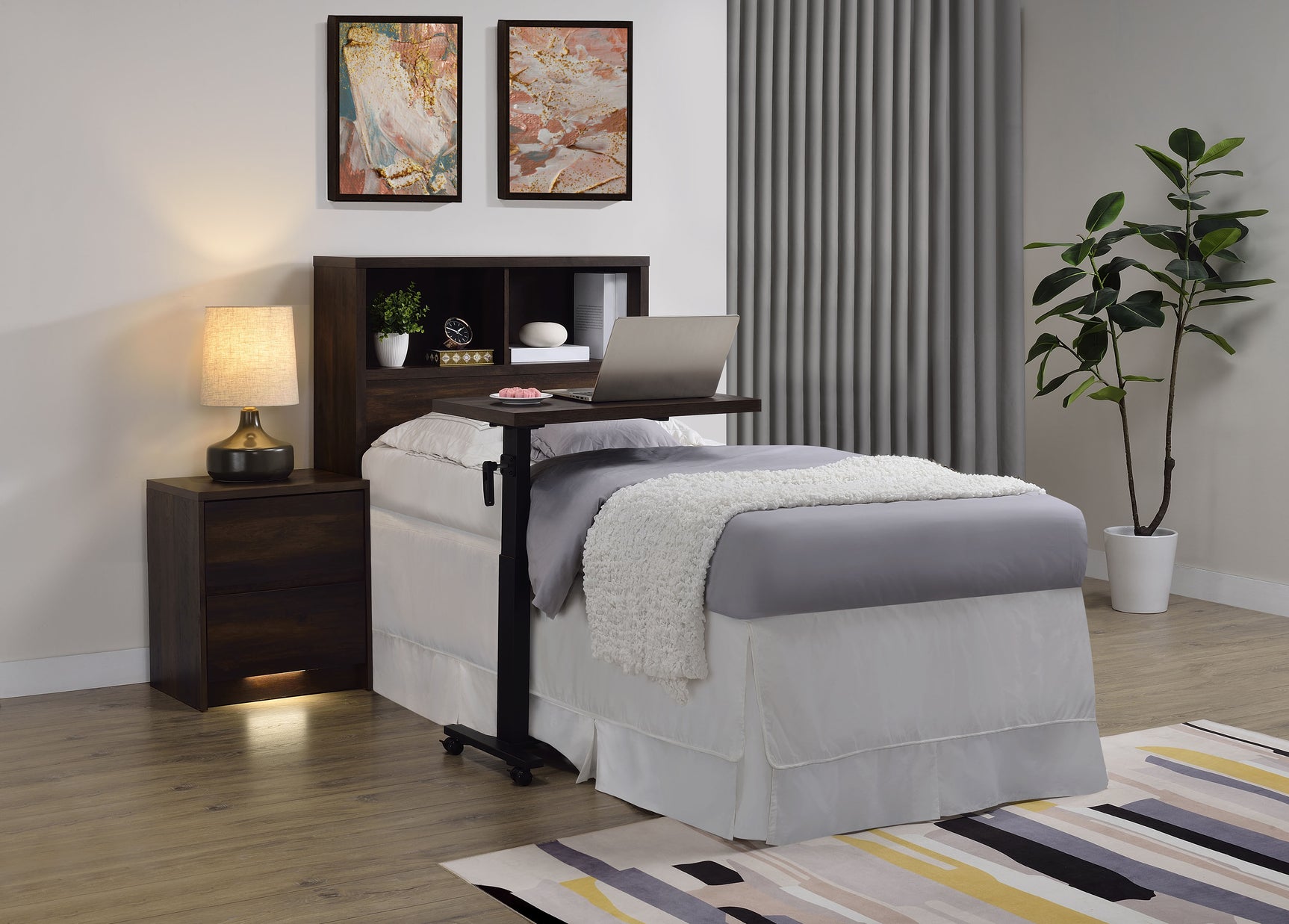 Westpark 49-inch Twin Bookcase Headboard Dark Pine - Tampa Furniture Outlet