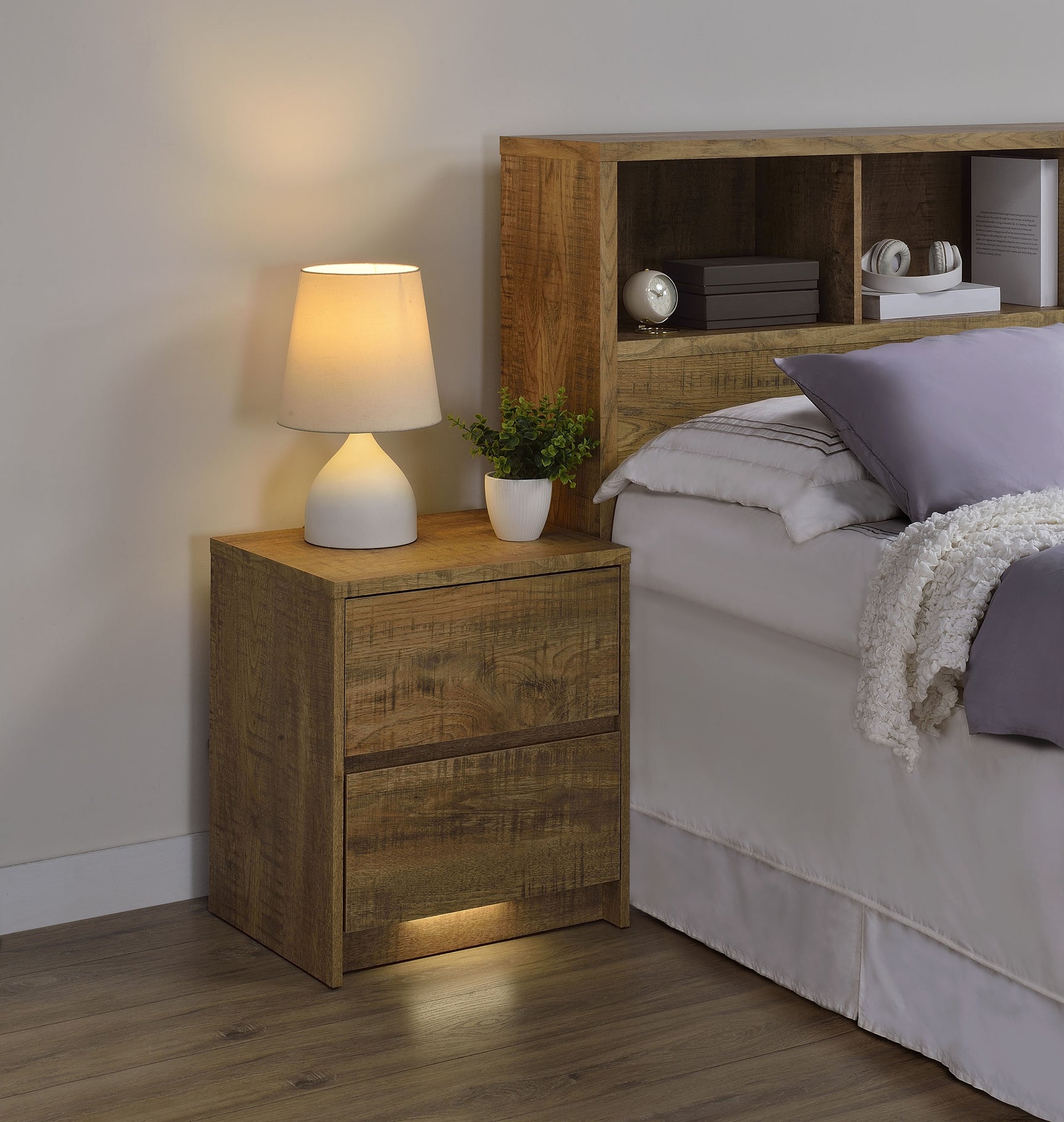 Westpark 2-drawer Nightstand LED Lights and USB Mango - Tampa Furniture Outlet
