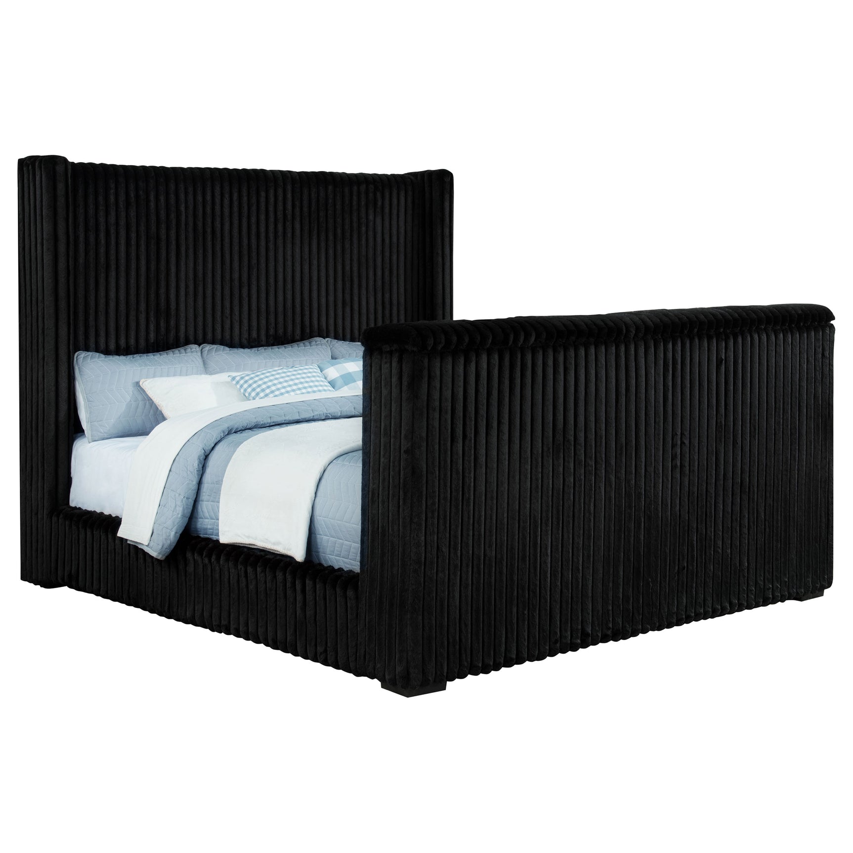 Centergrove Upholstered California King Wingback TV Bed Black